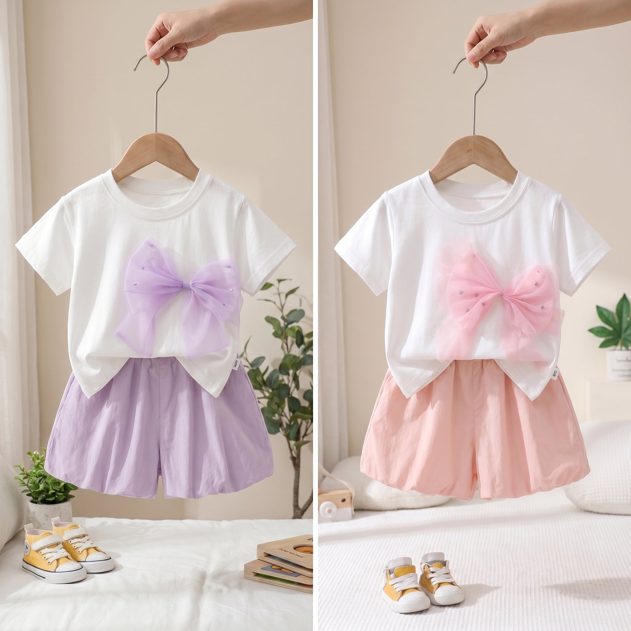 Bella Bow Balloon Shorts Set
