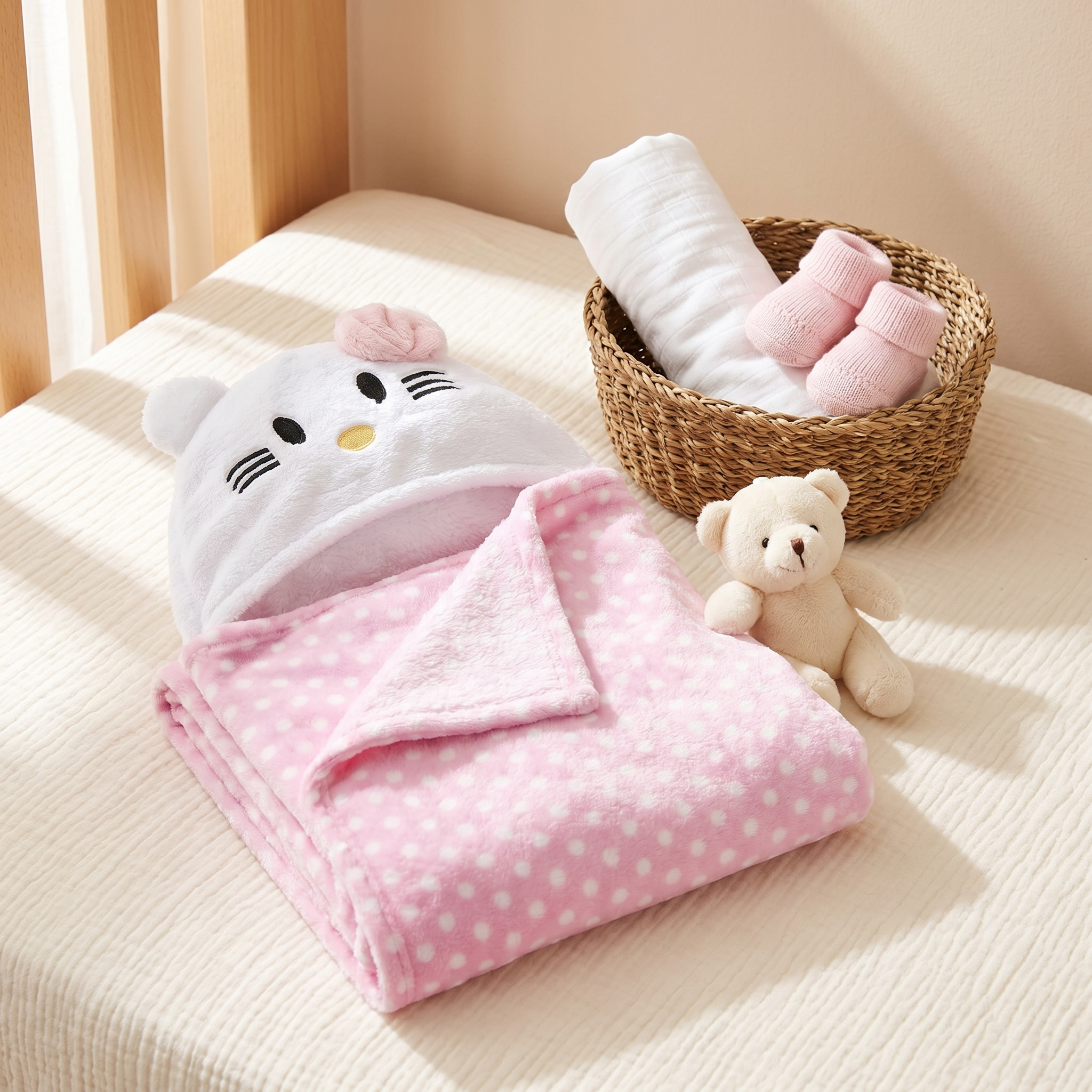 Kitty Hooded Baby Swaddle Wrap