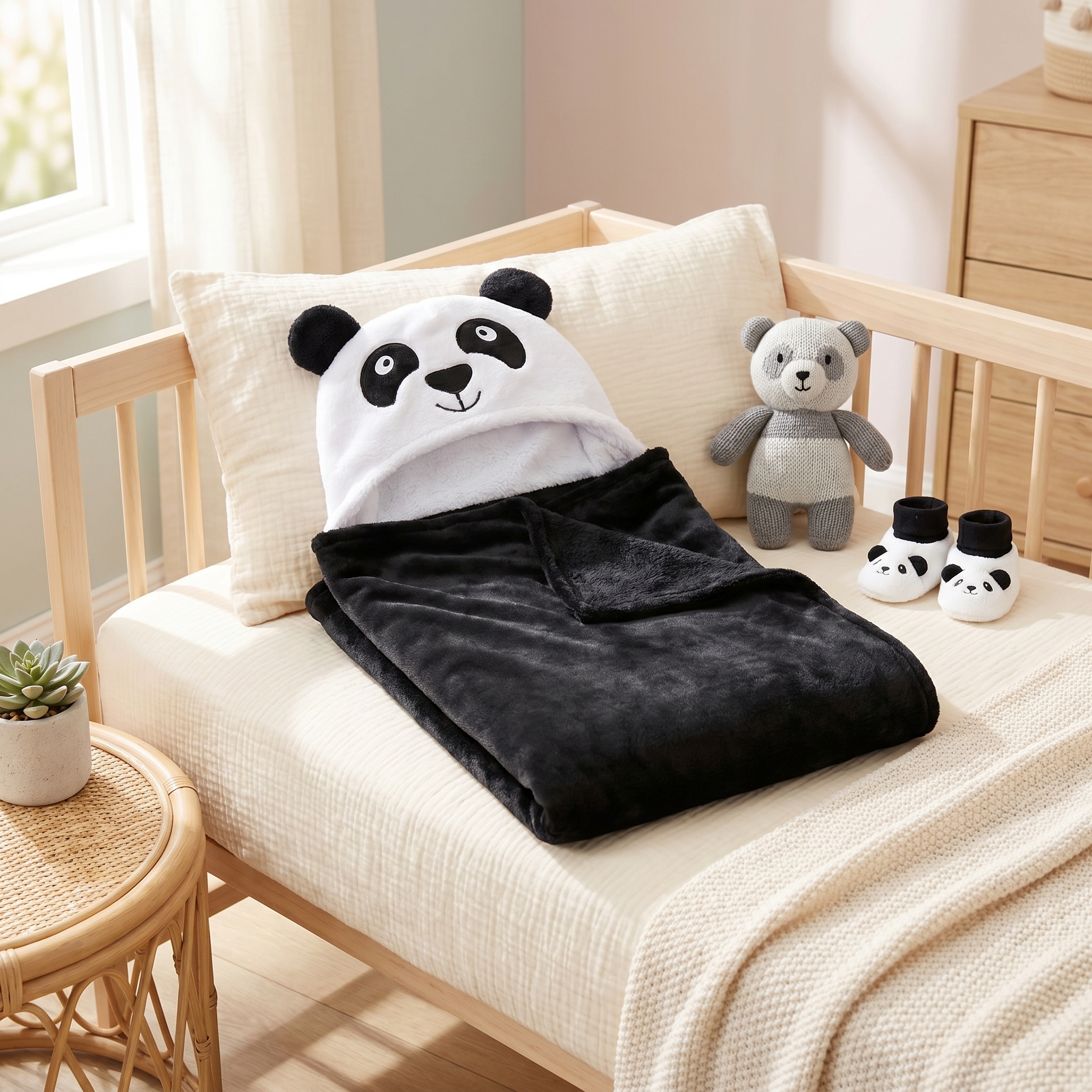 Baby Panda Hooded Swaddle Wrap