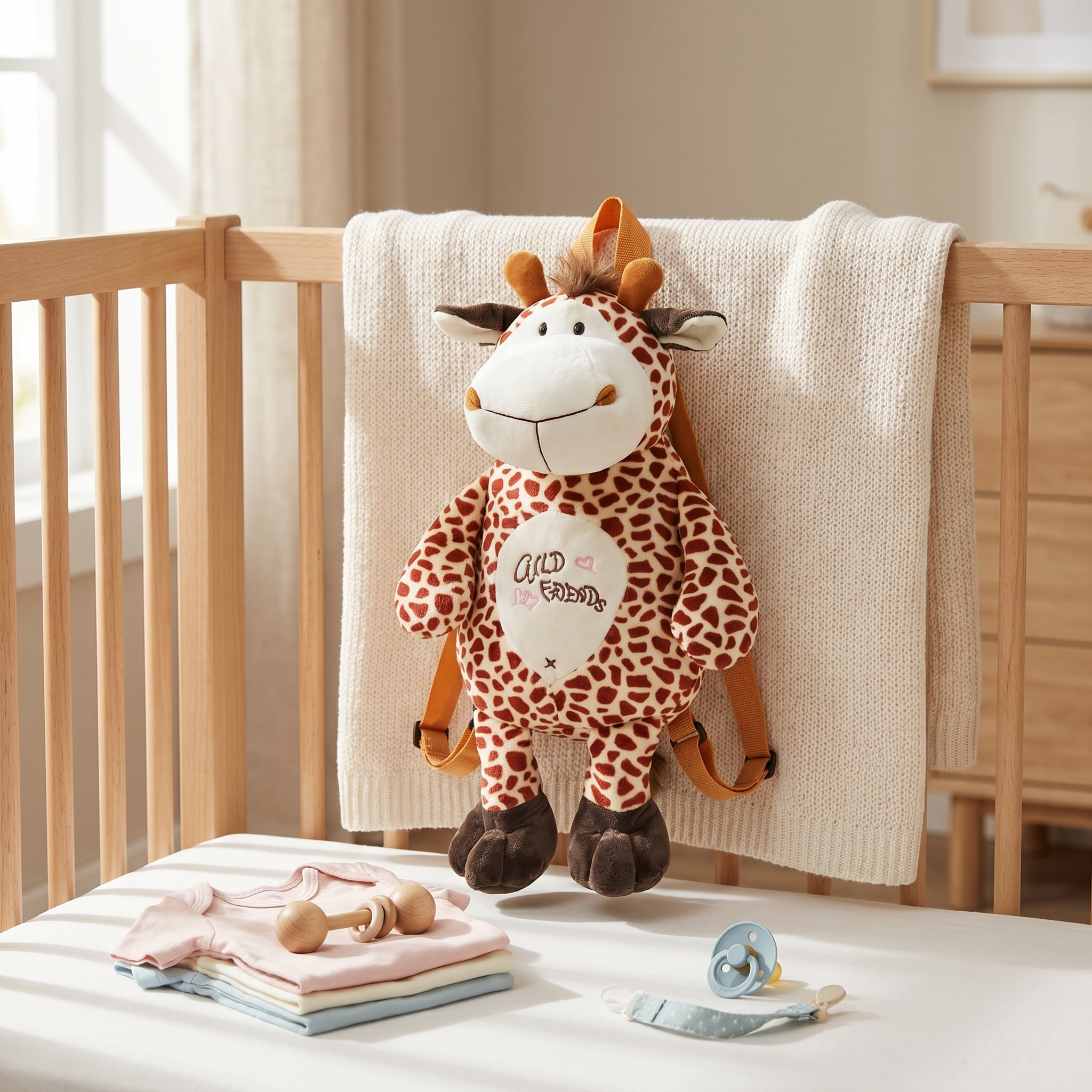 Animal Plush Kids Backpack – Monkey & Giraffe