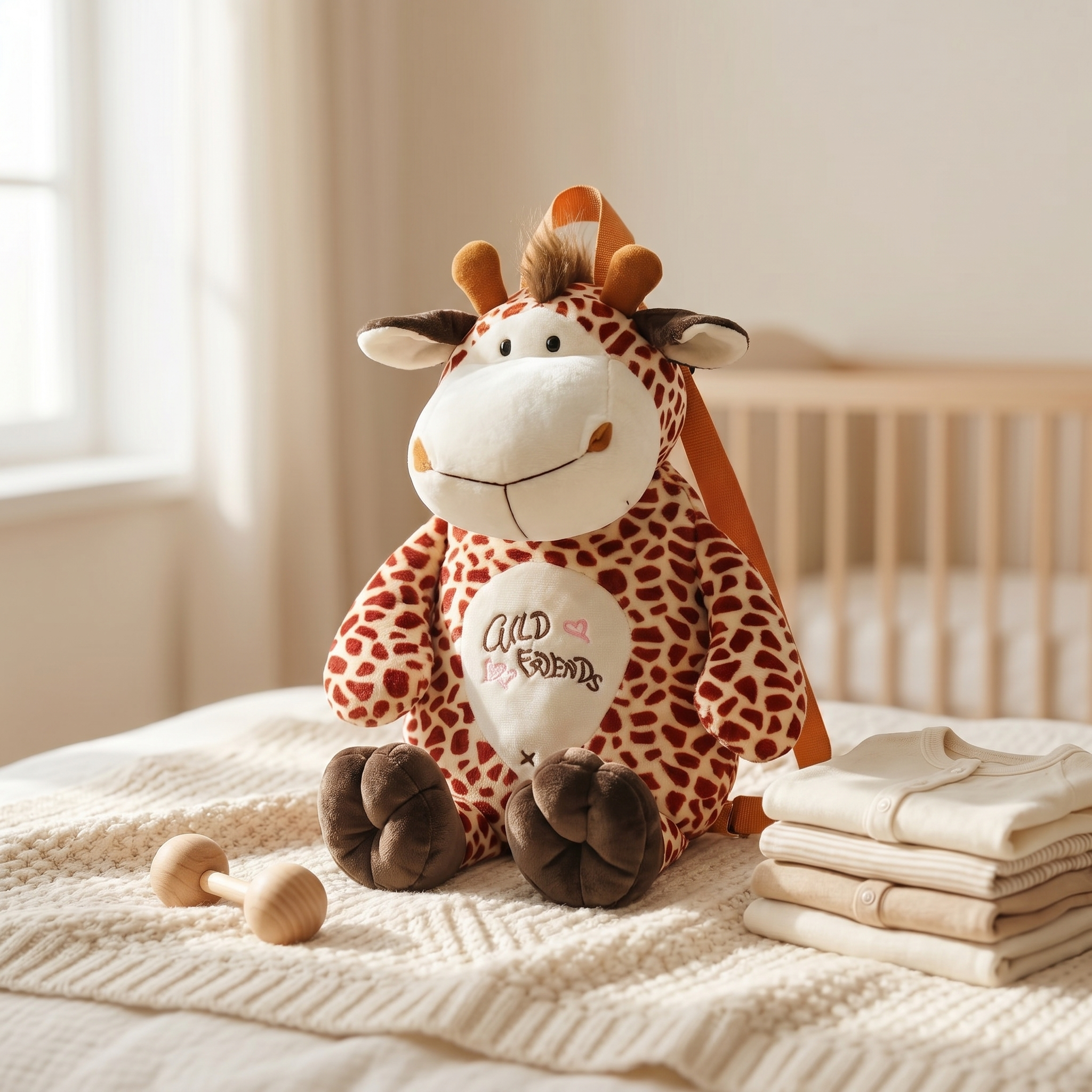 Animal Plush Kids Backpack – Monkey & Giraffe