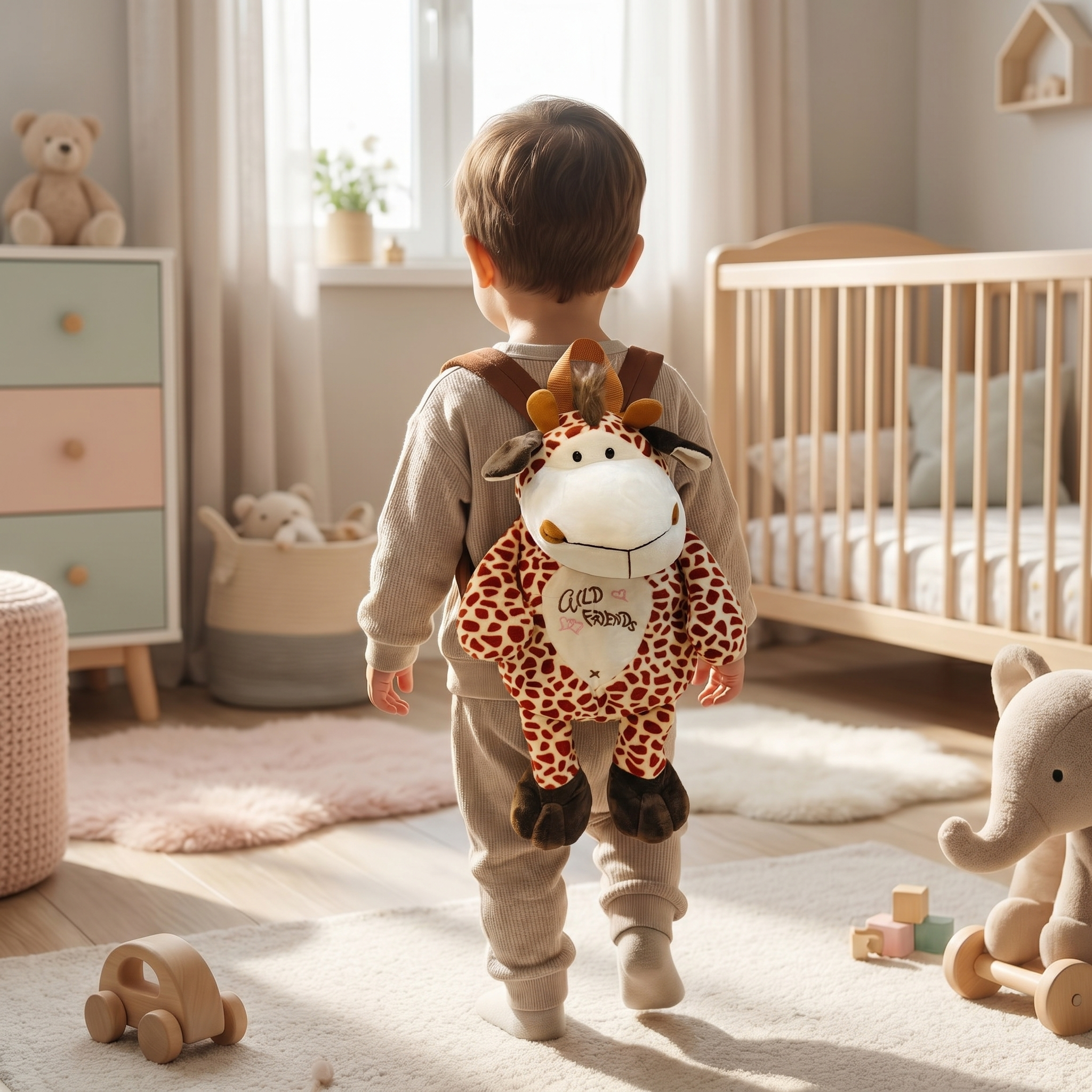 Animal Plush Kids Backpack – Monkey & Giraffe