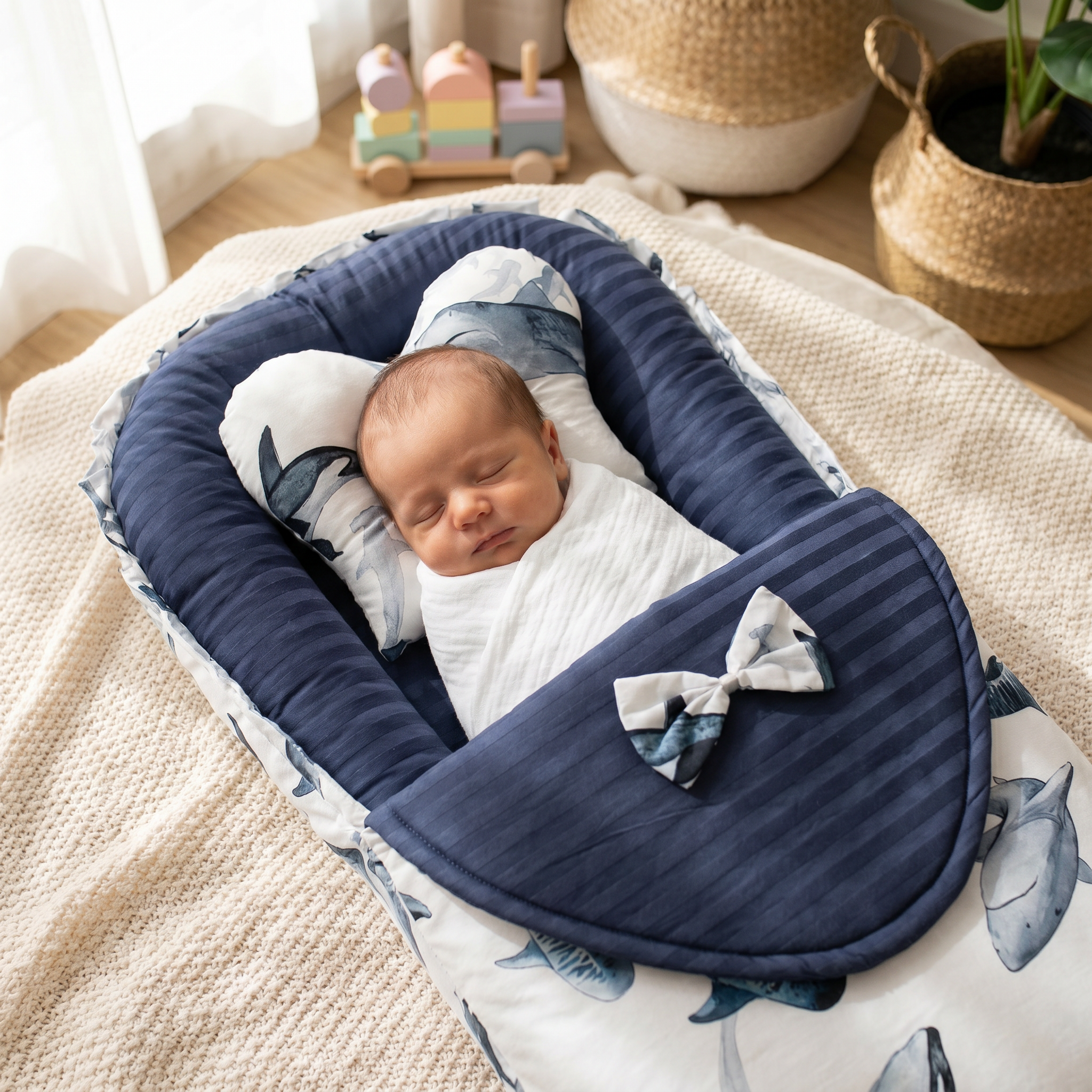 Ocean Dreams Baby Nest & Swaddle Sleeping Bag