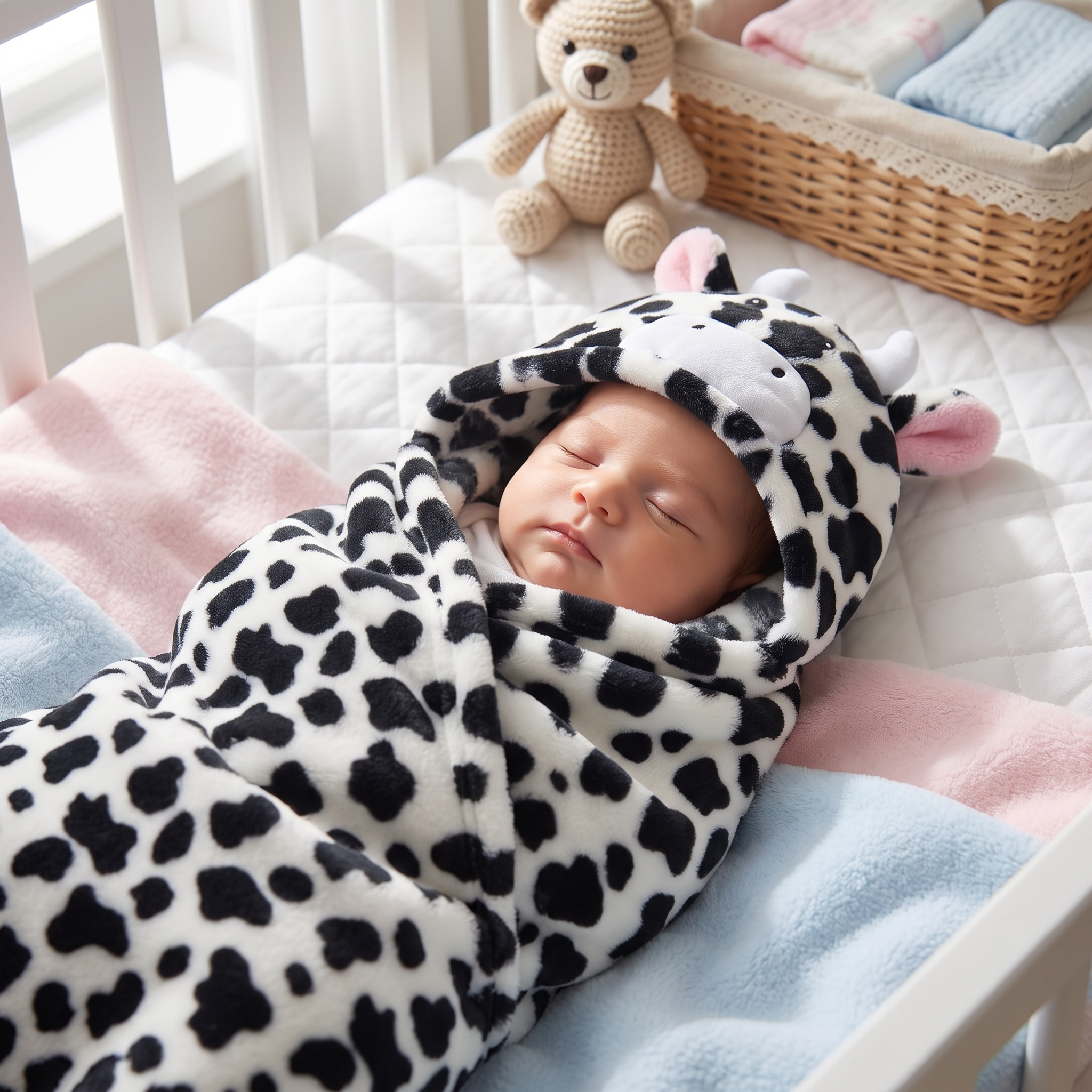 Baby Cow Hooded Swaddle Wrap