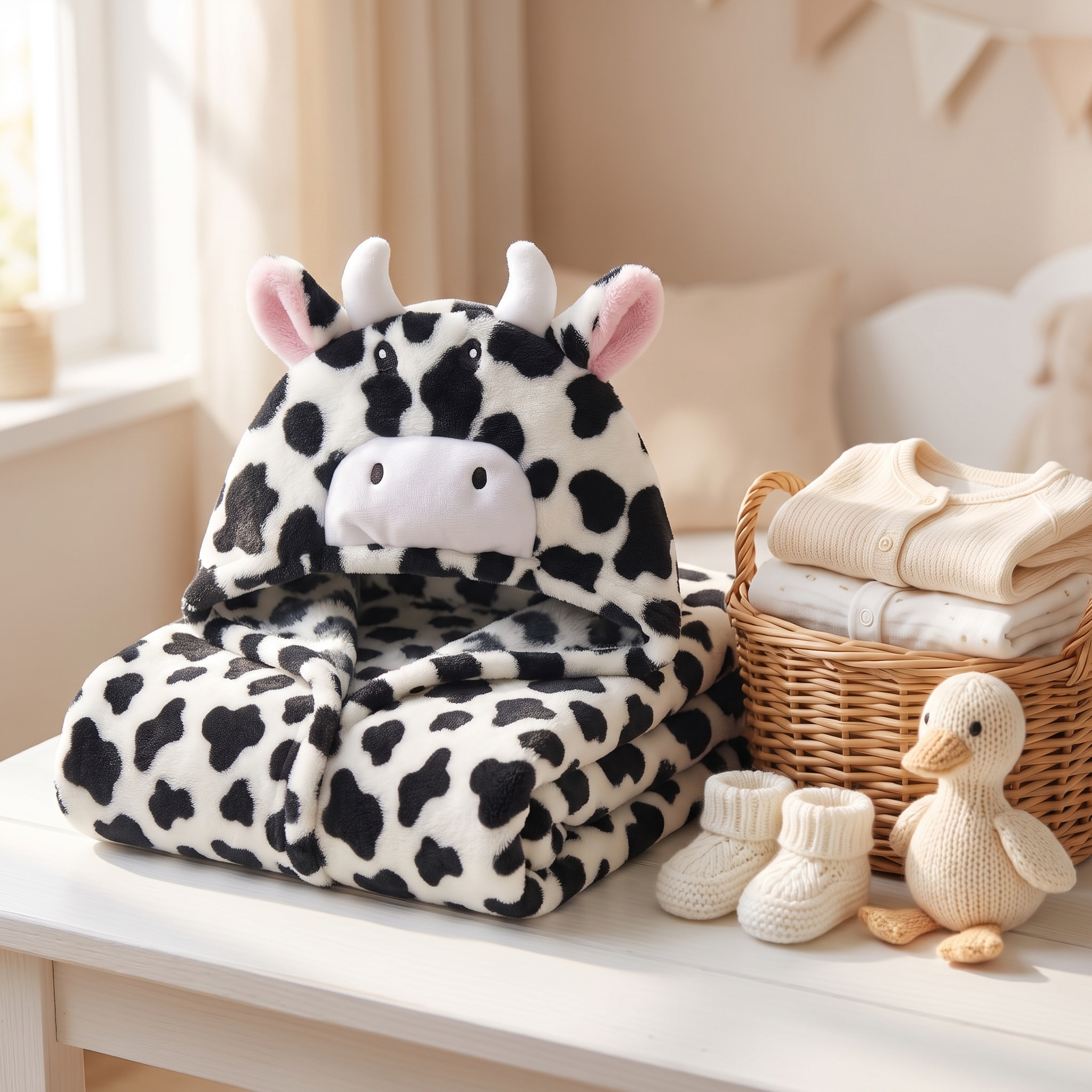 Baby Cow Hooded Swaddle Wrap