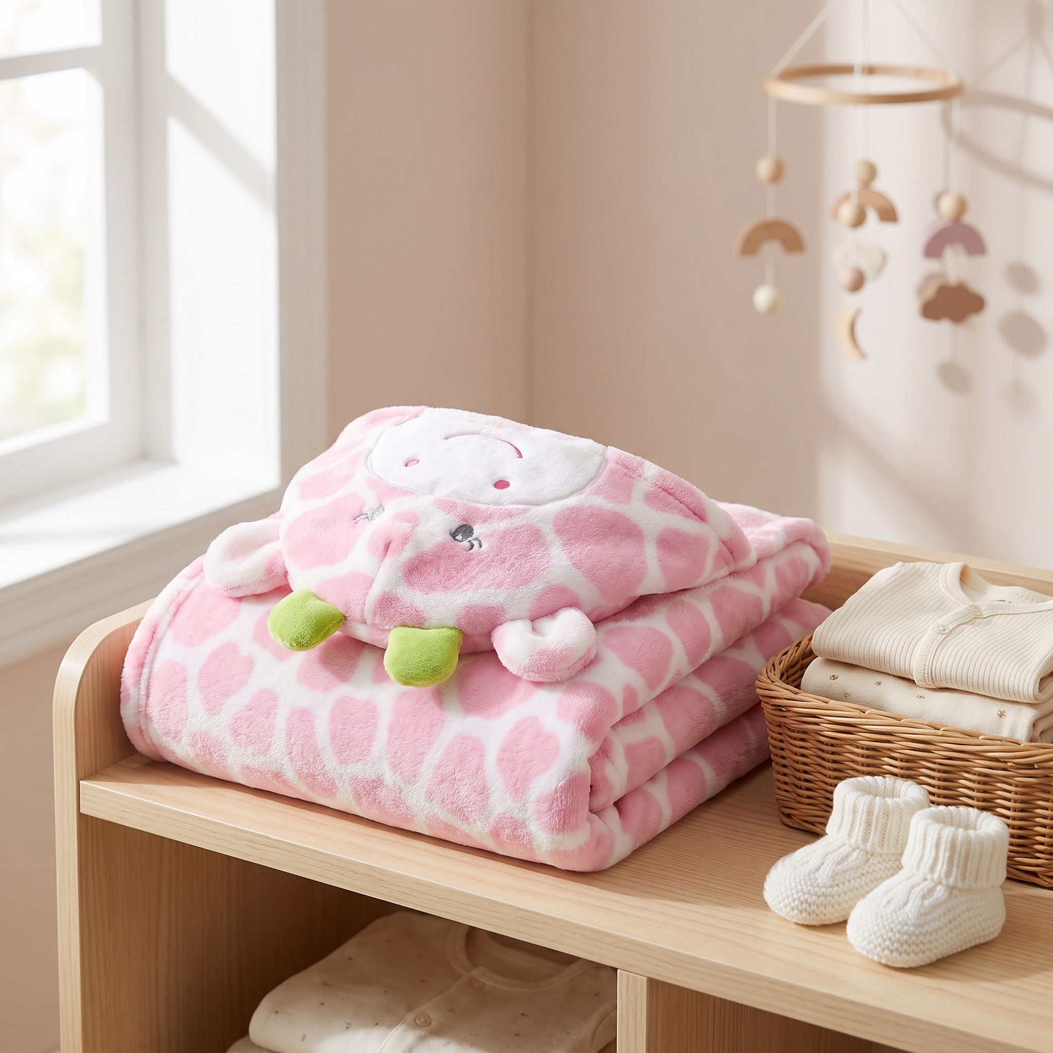 Baby Giraffe Hooded Swaddle Wrap – Pink