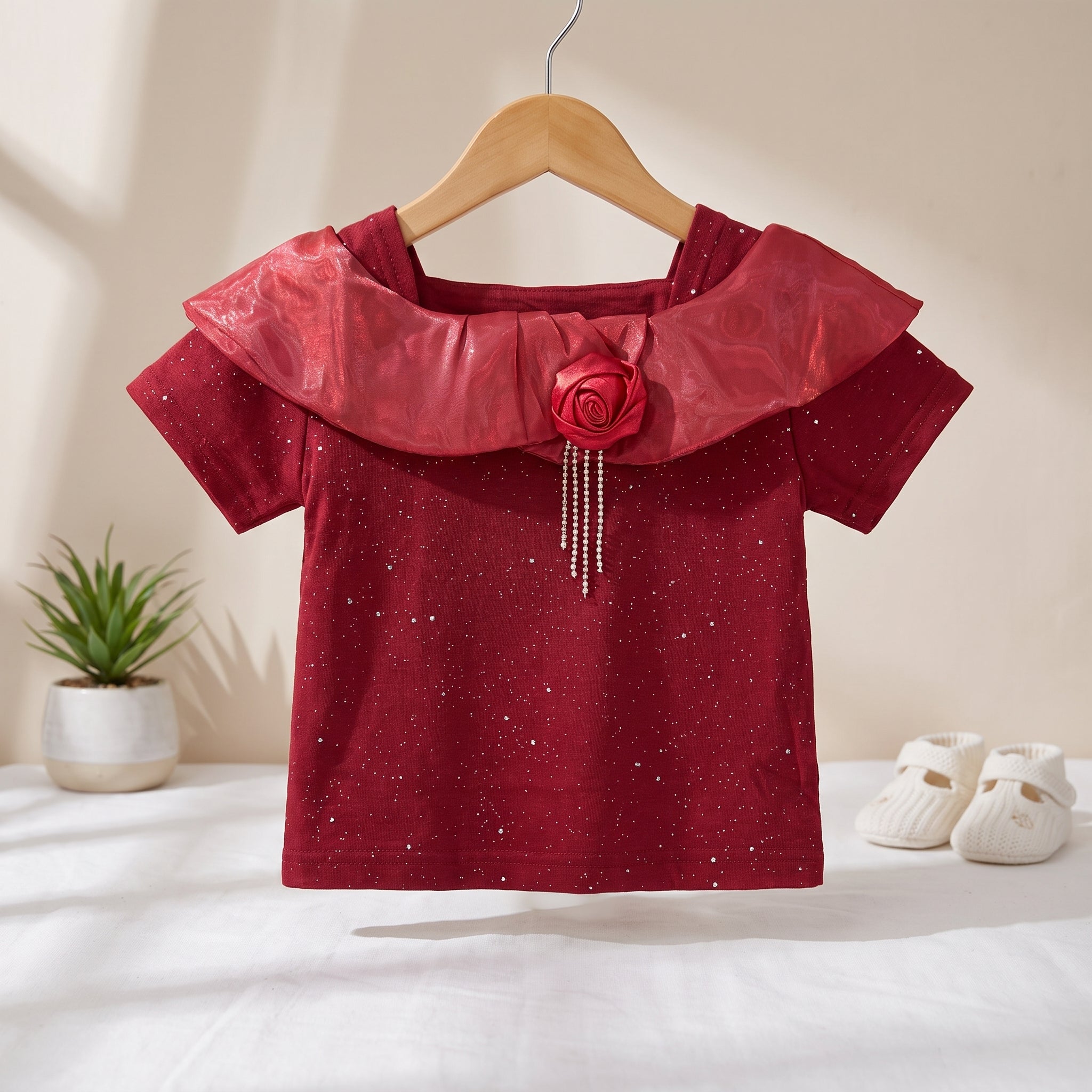 Princess Bloom Girls Party Top Collection – Elegant Ruffle Collar Top