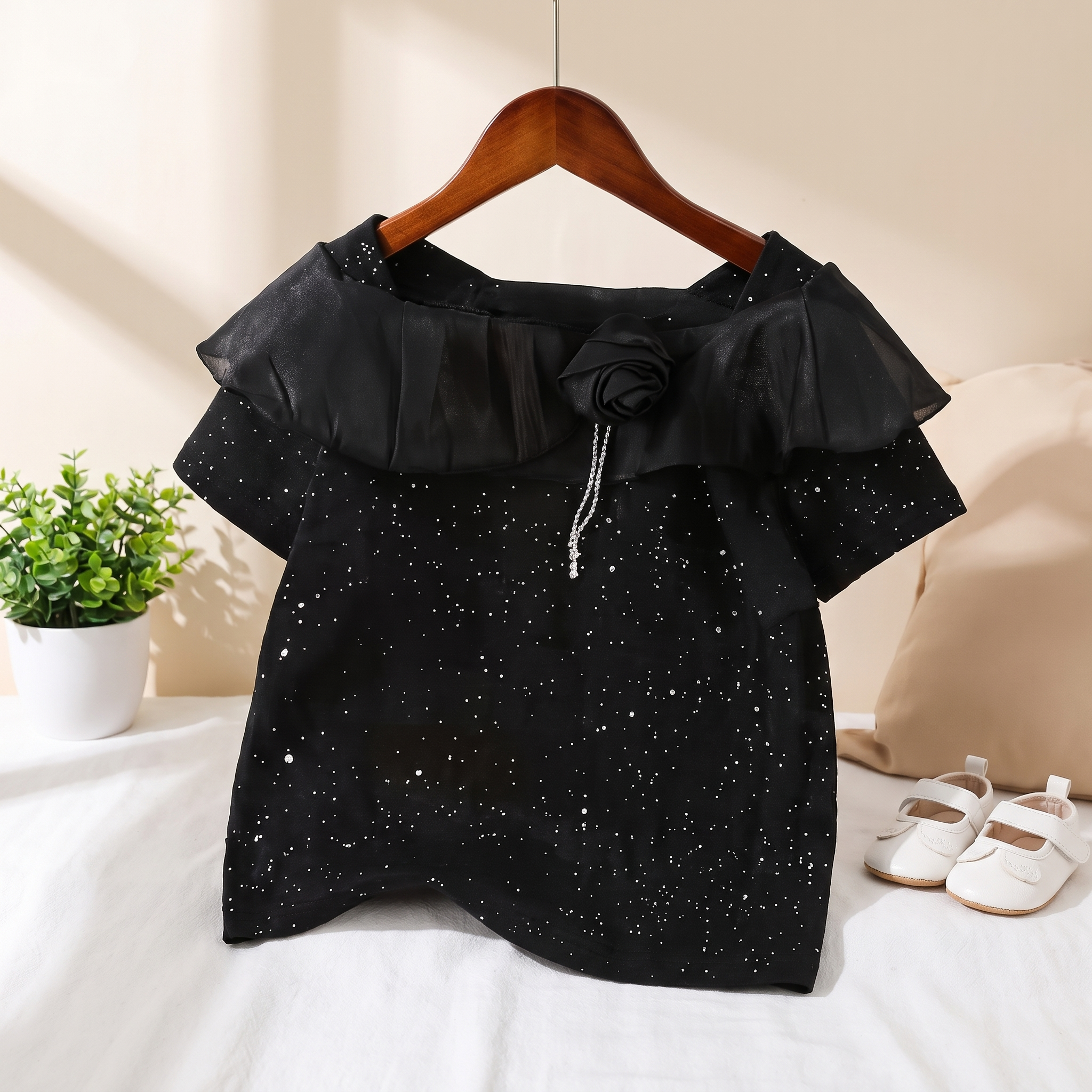 Princess Bloom Girls Party Top Collection – Elegant Ruffle Collar Top