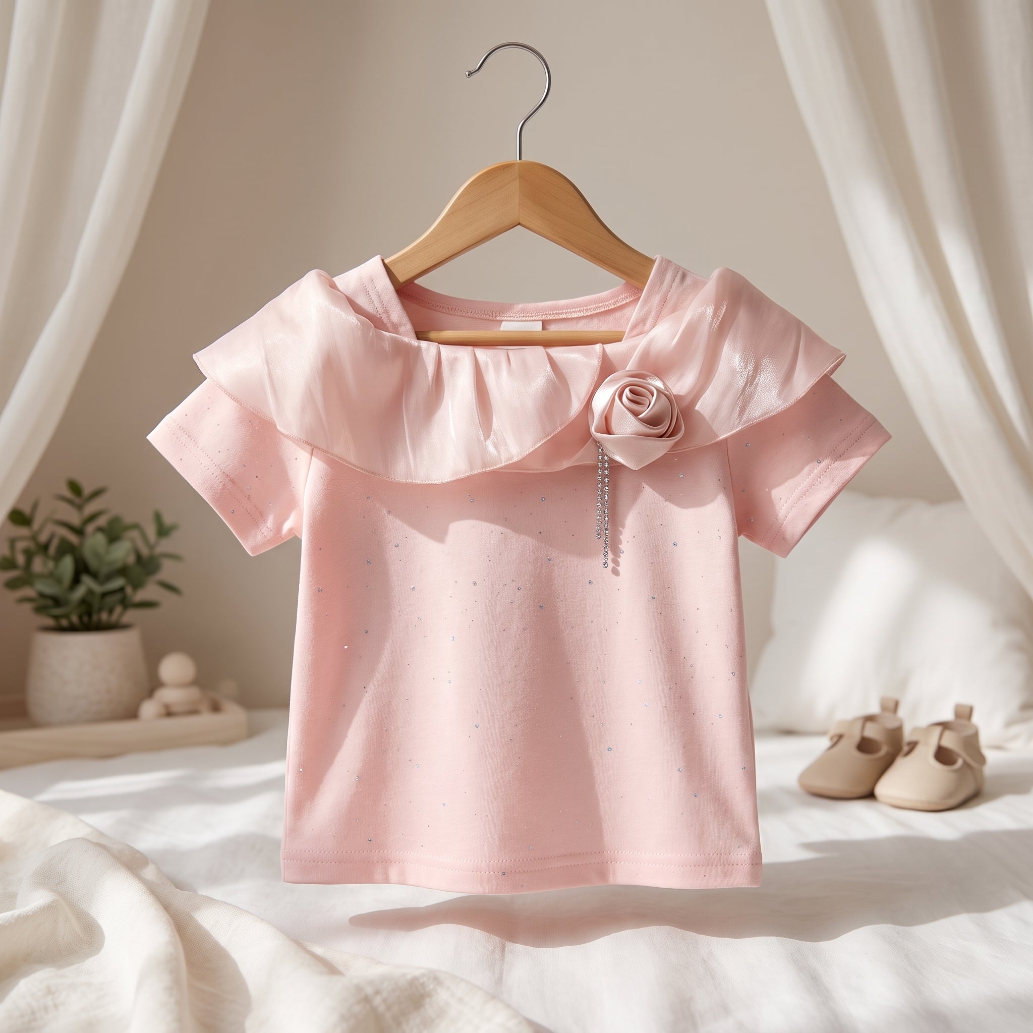 Princess Bloom Girls Party Top Collection – Elegant Ruffle Collar Top