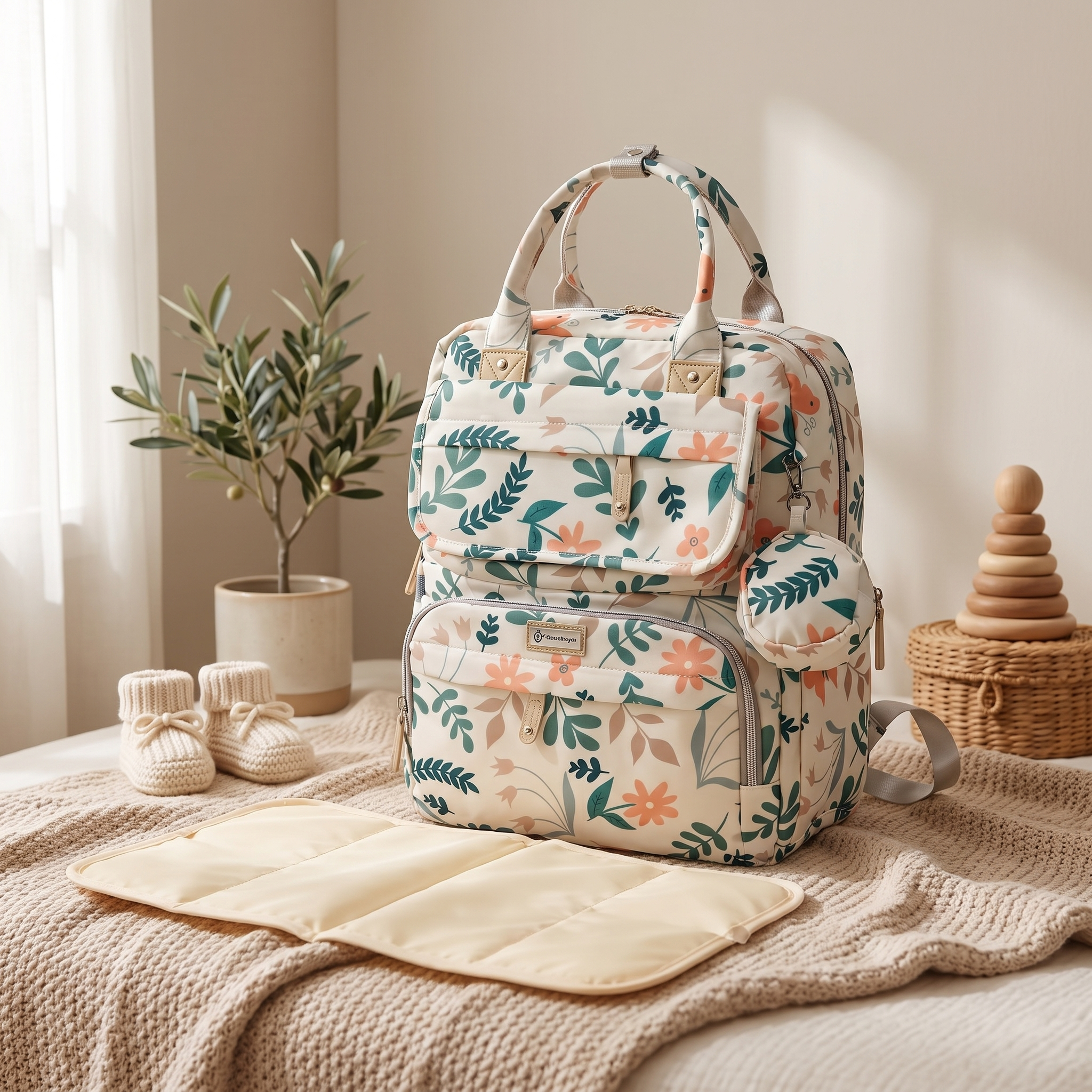 Premium Floral Maternity & Baby Diaper Backpack Set – 3 Designer Prints