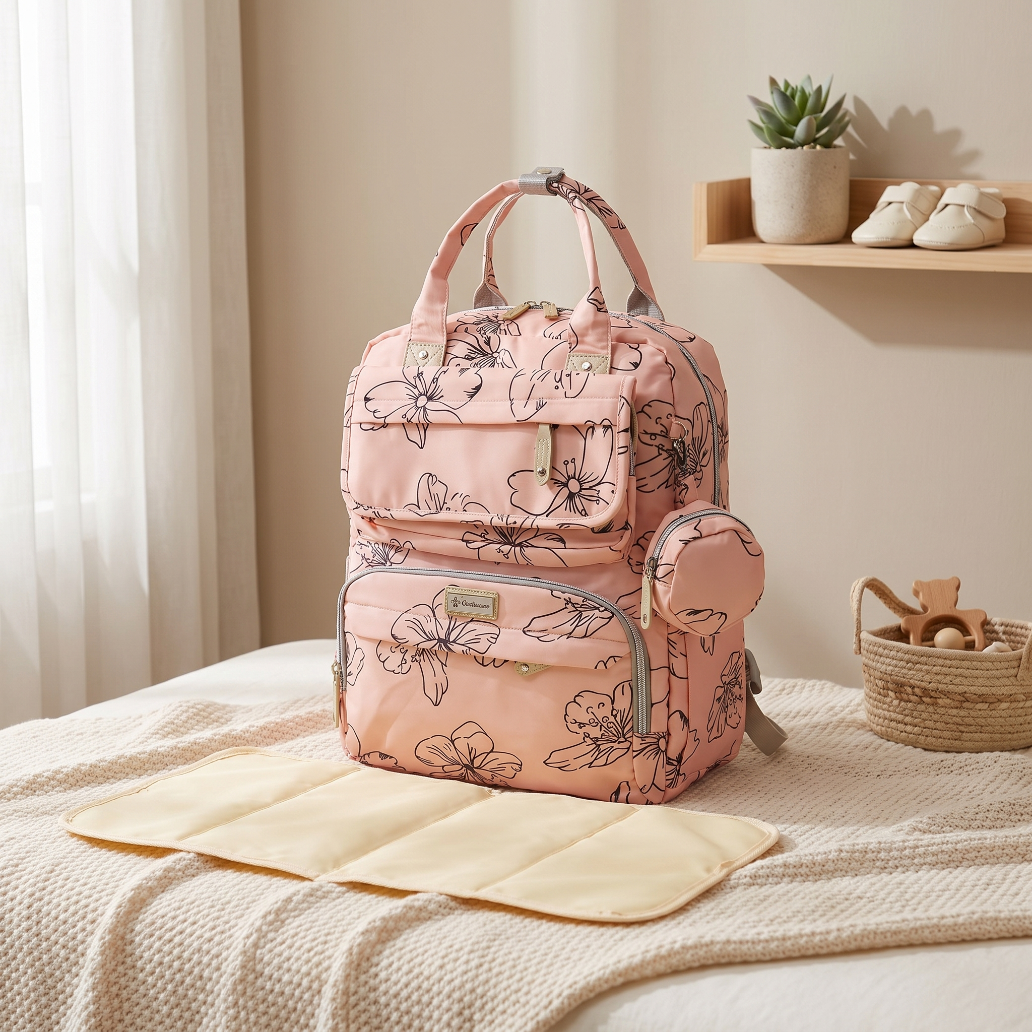 Premium Floral Maternity & Baby Diaper Backpack Set – 3 Designer Prints
