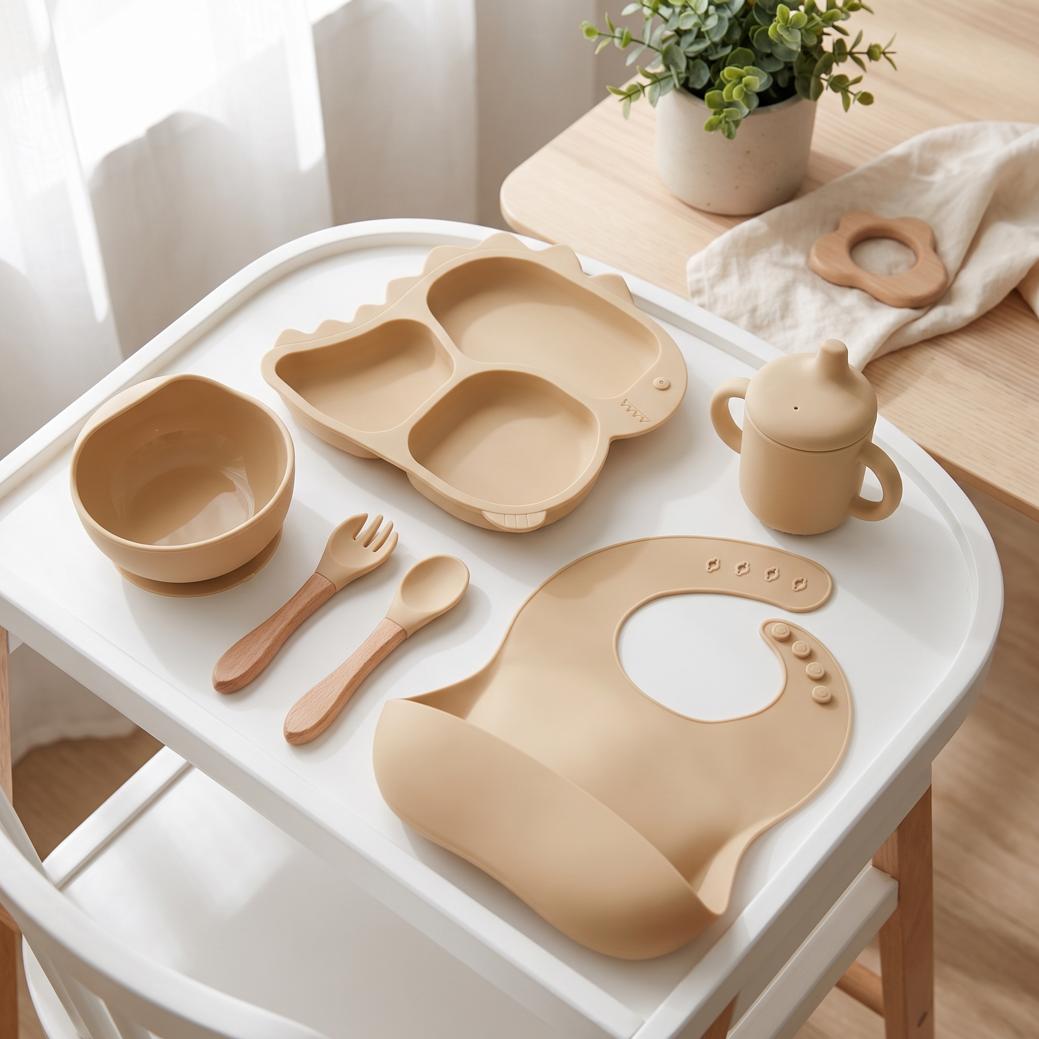 Dino Silicone Feeding Set