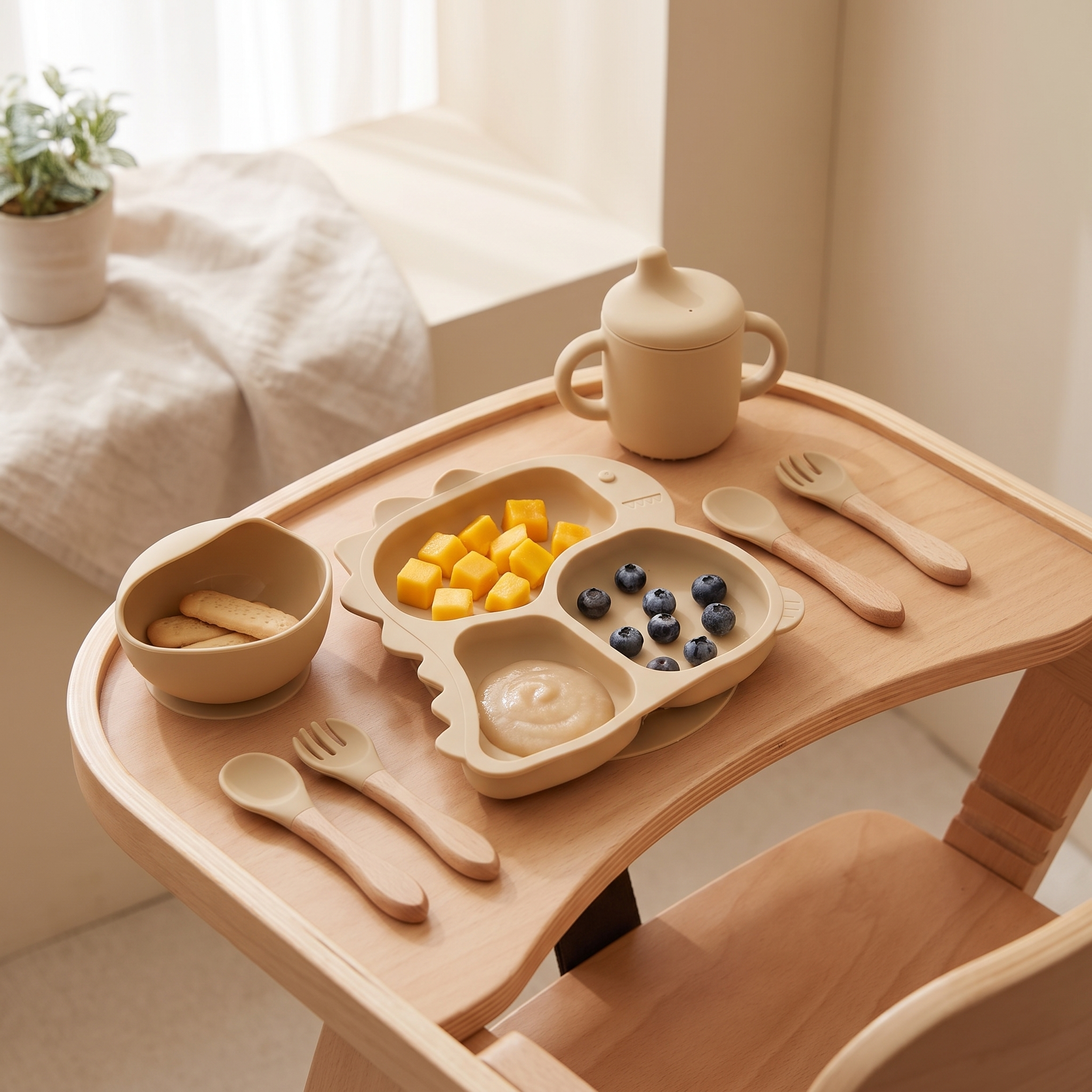 Dino Silicone Feeding Set