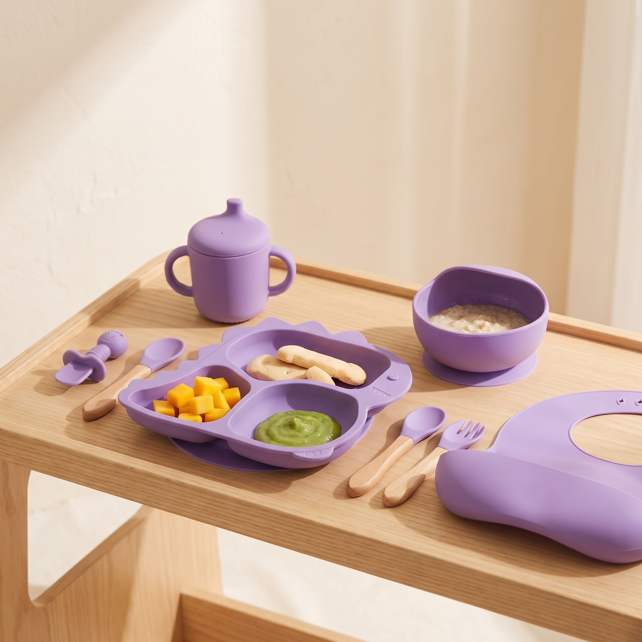 Dino Silicone Feeding Set