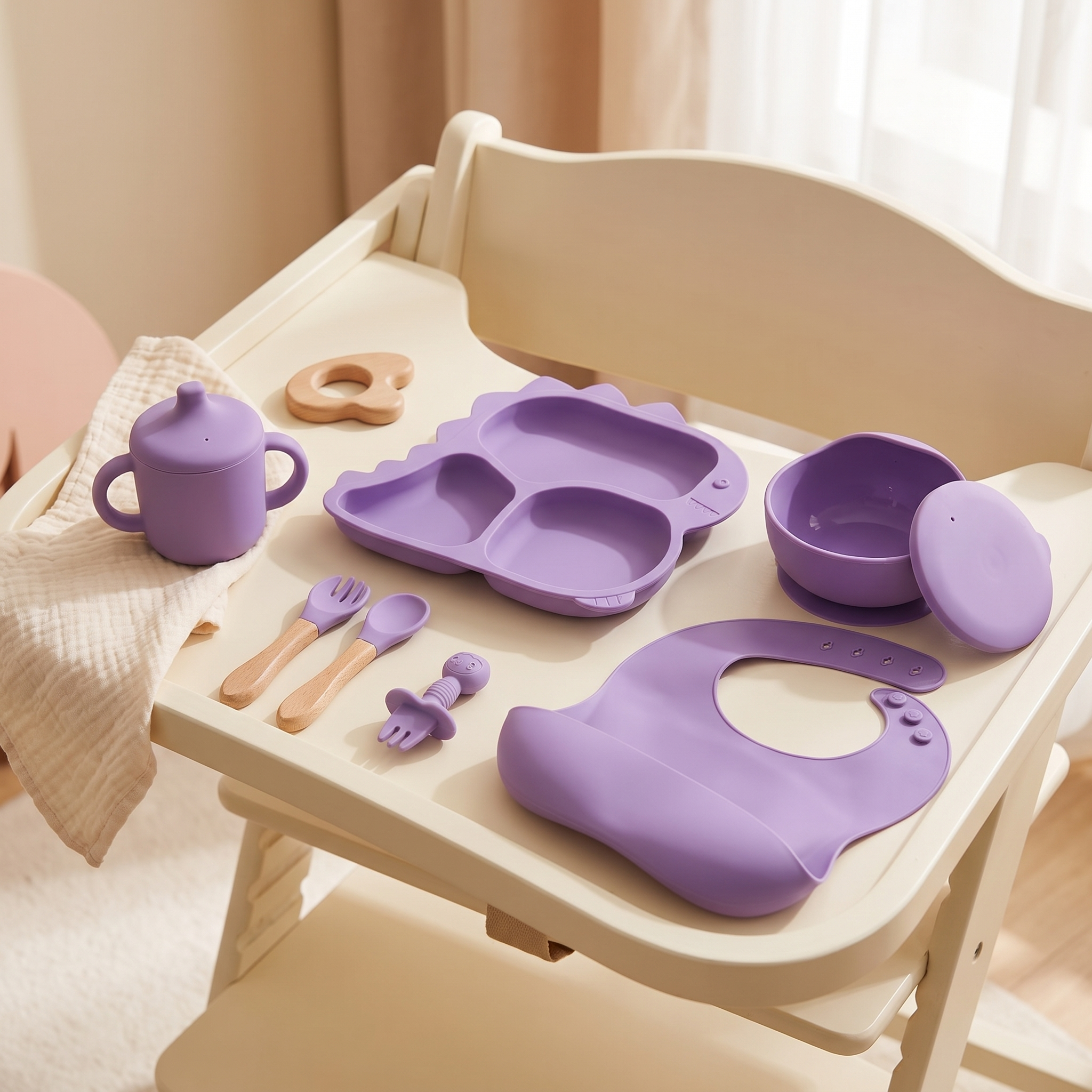 Dino Silicone Feeding Set