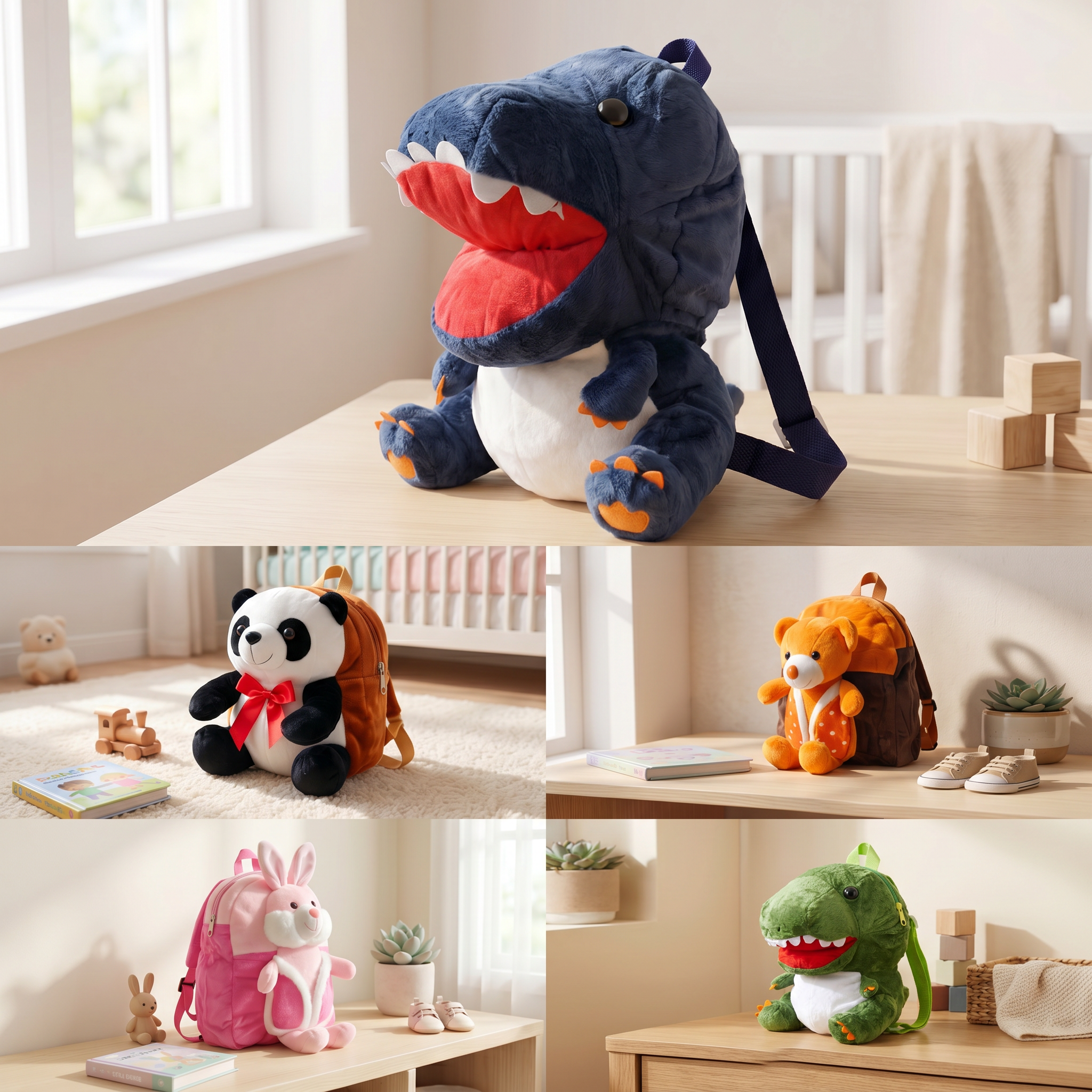 Cute Plush Animal Kids Backpack Collection – Soft Toddler School & Travel Bag (5 Designs)