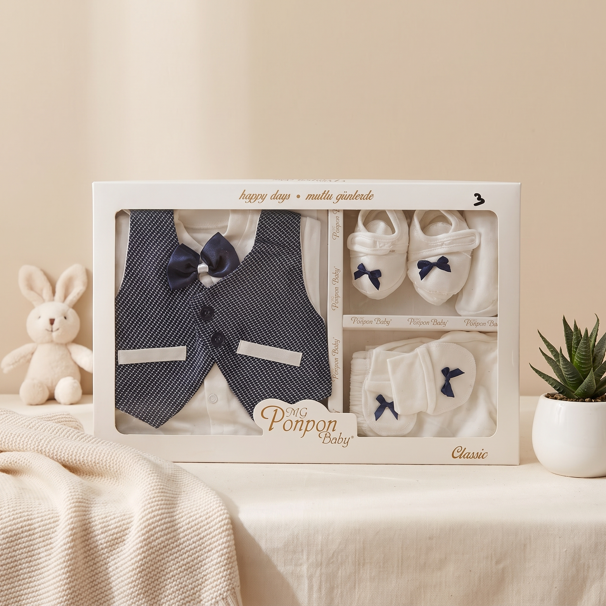 Little Prince Baby Formal Suit Set – Navy Waistcoat 6 Piece Outfit