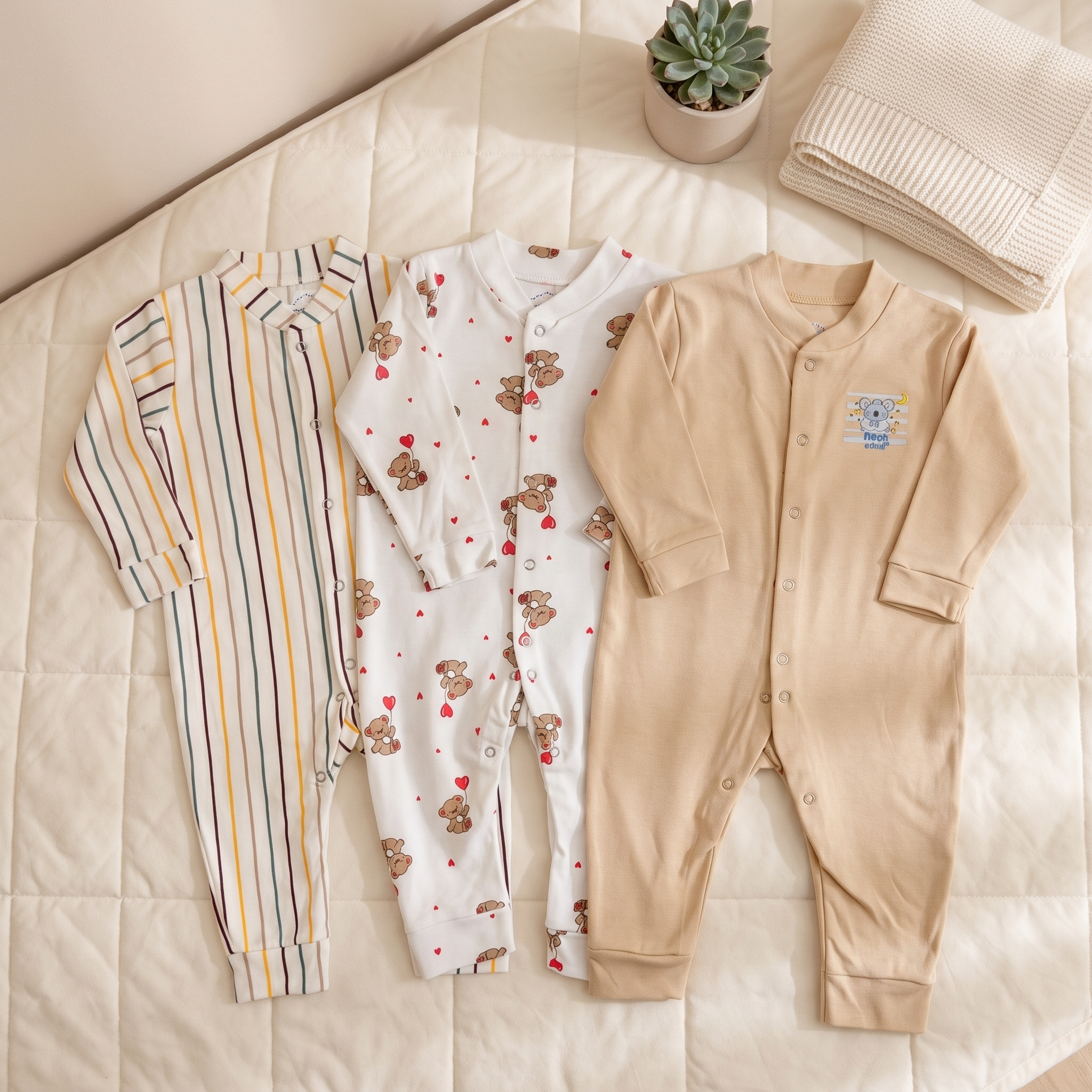 3-Pack Baby Sleepsuits