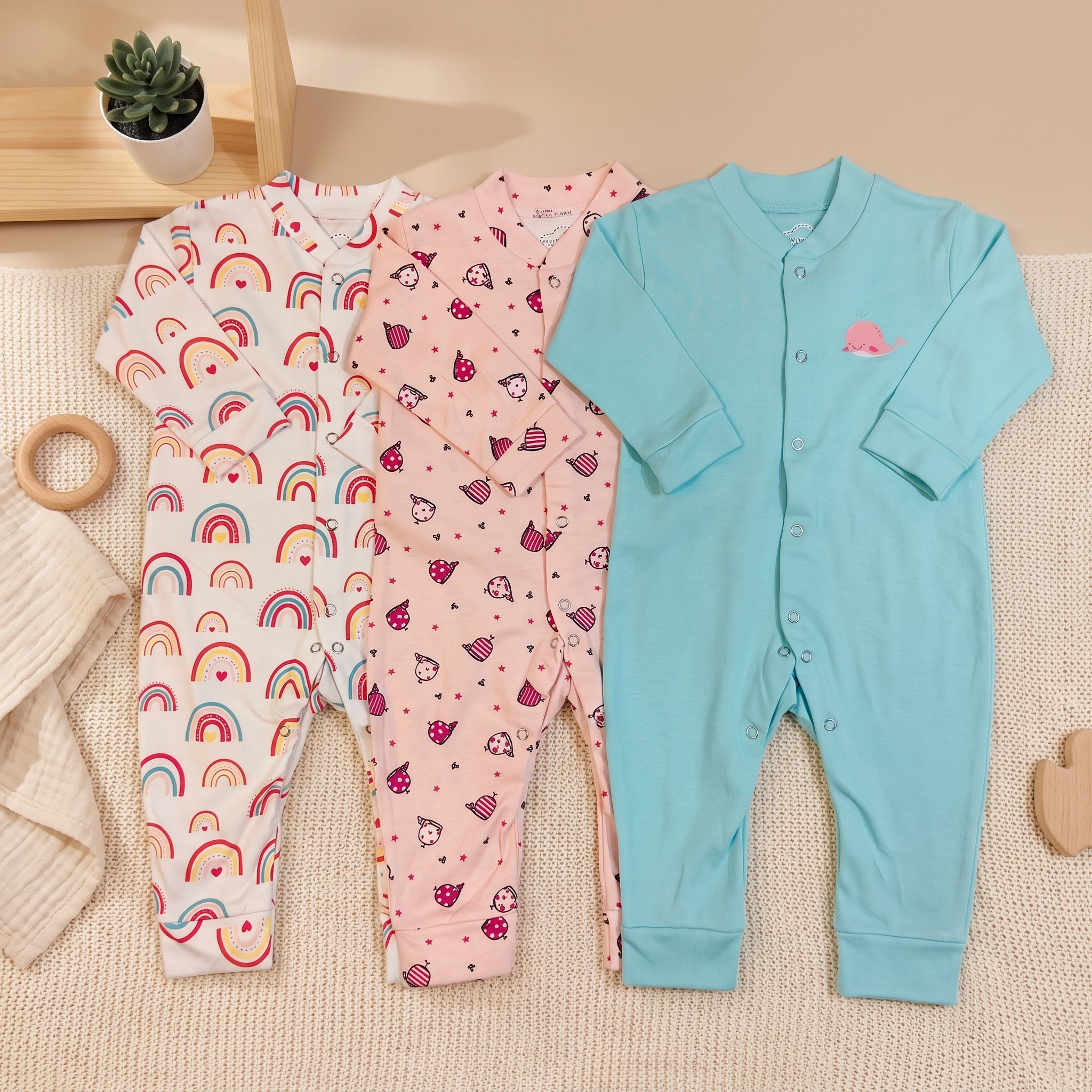 3-Pack Baby Sleepsuits