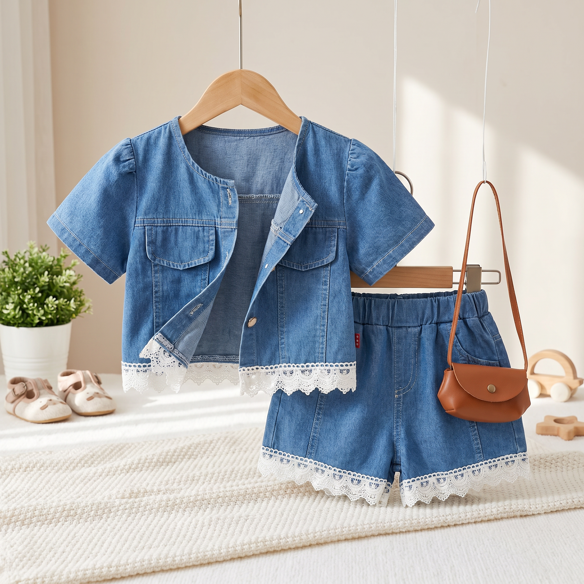 Lace Denim Co-Ord Set