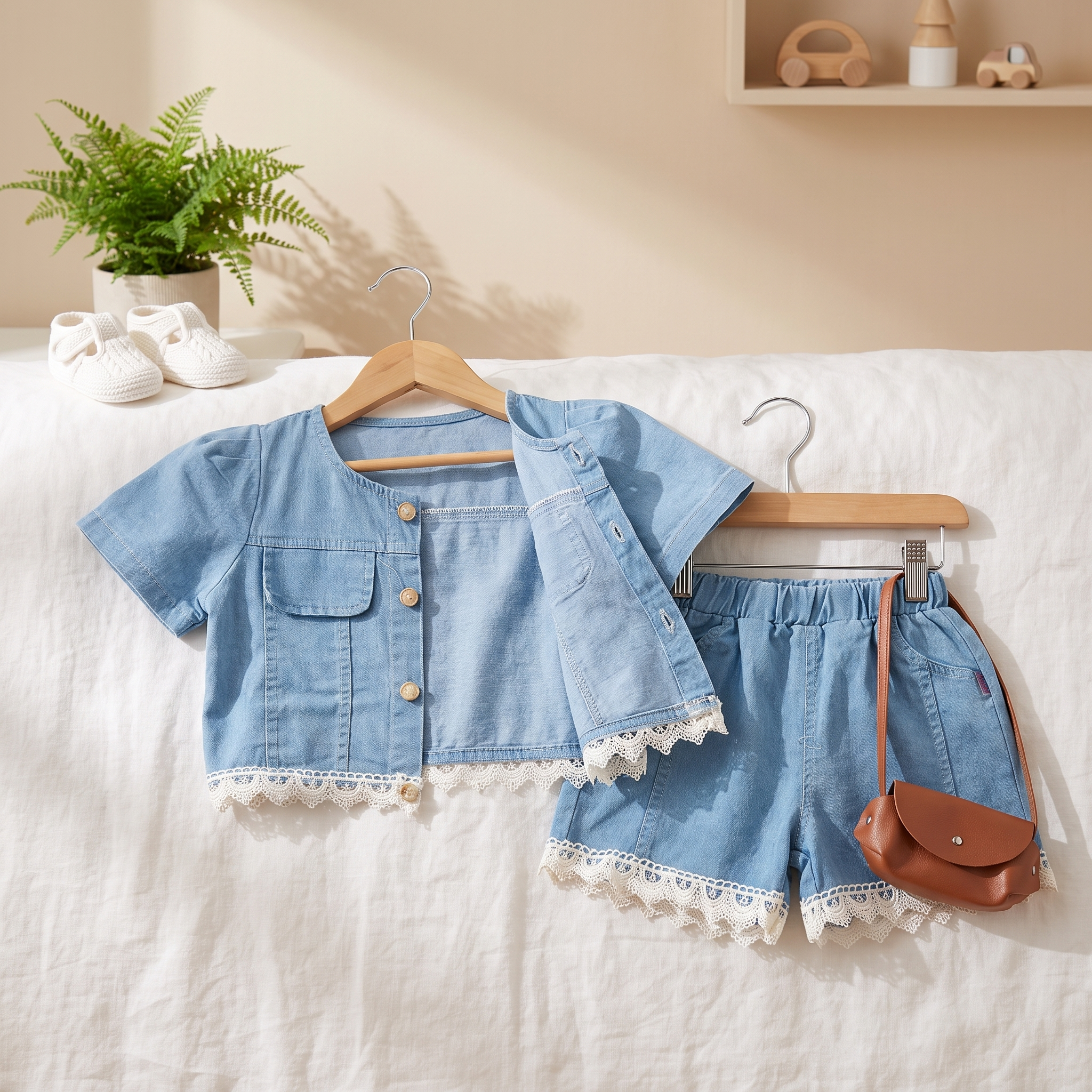 Lace Denim Co-Ord Set