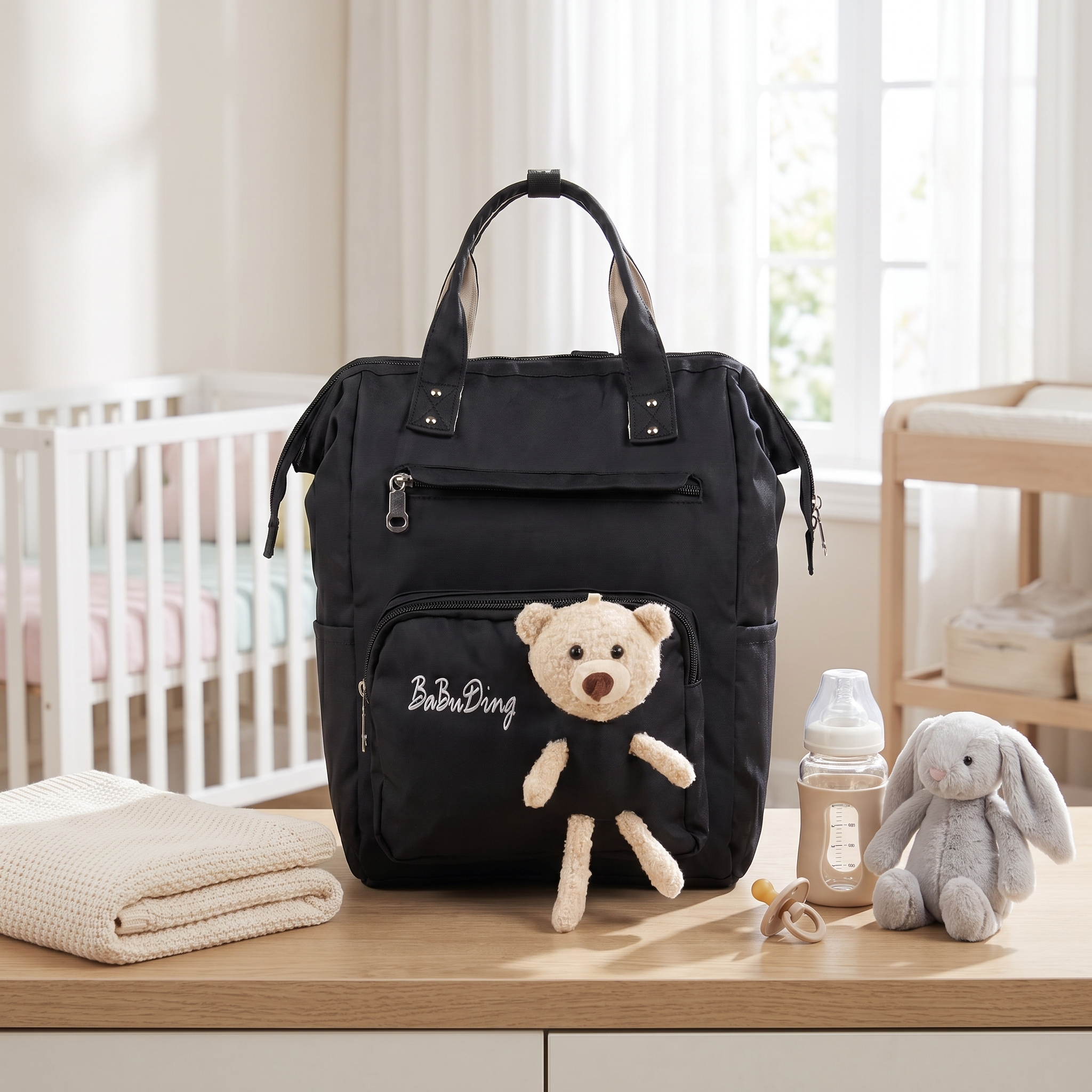 Premium Waterproof Baby Diaper Backpack with Teddy Pocket