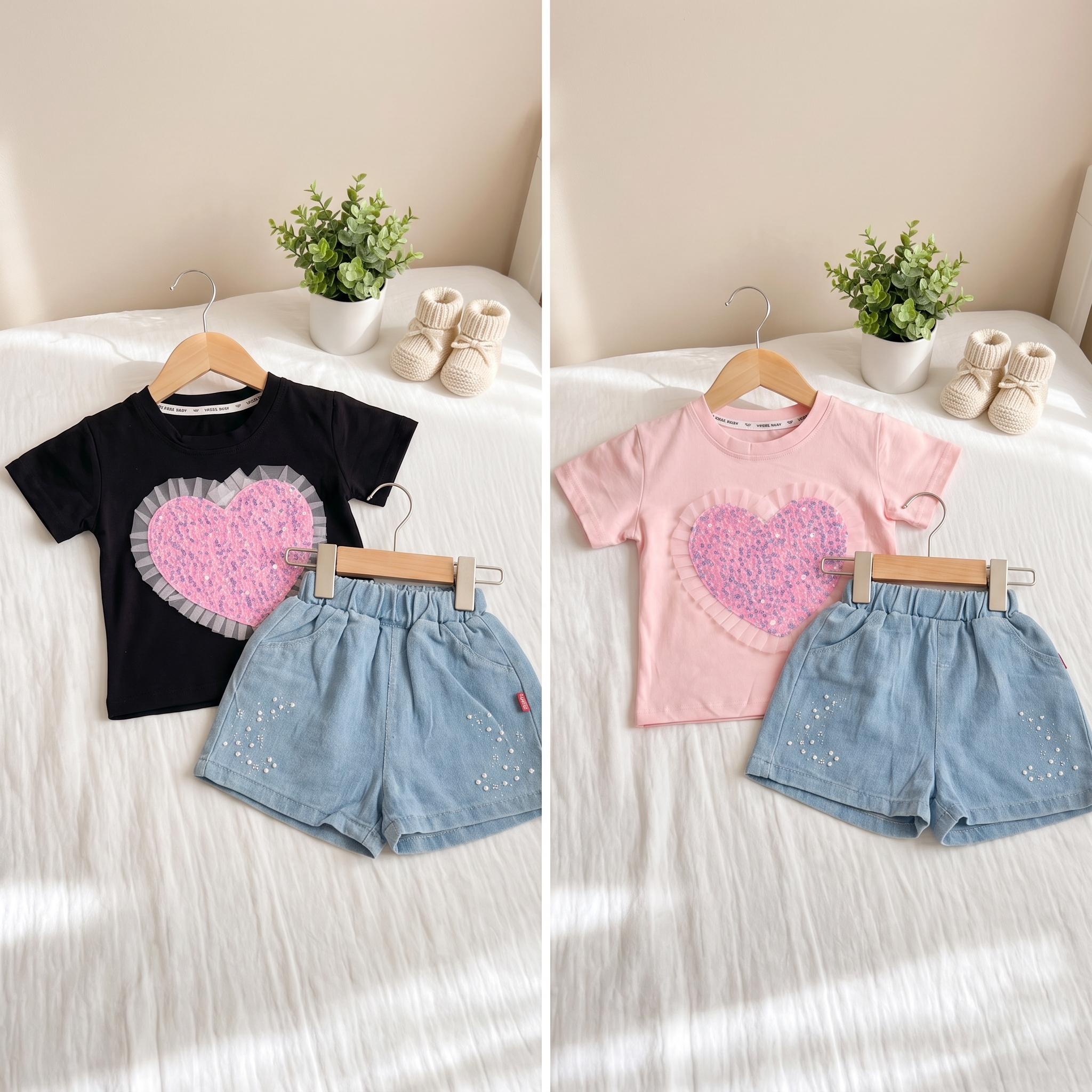 Sparkle Heart Denim Set