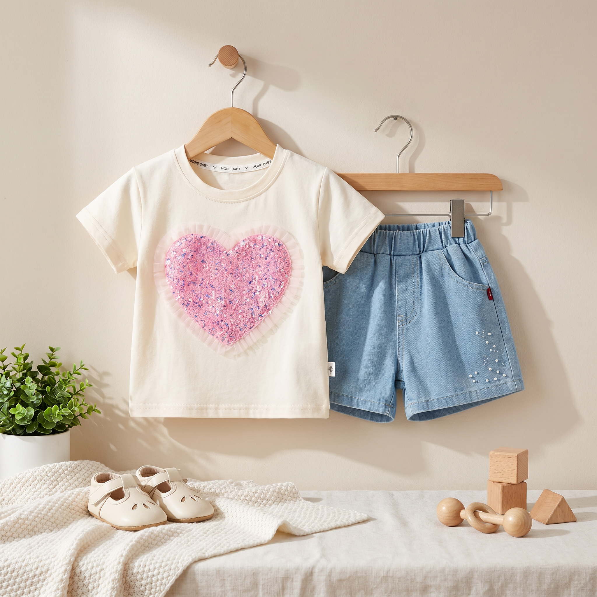 Sparkle Heart Denim Set