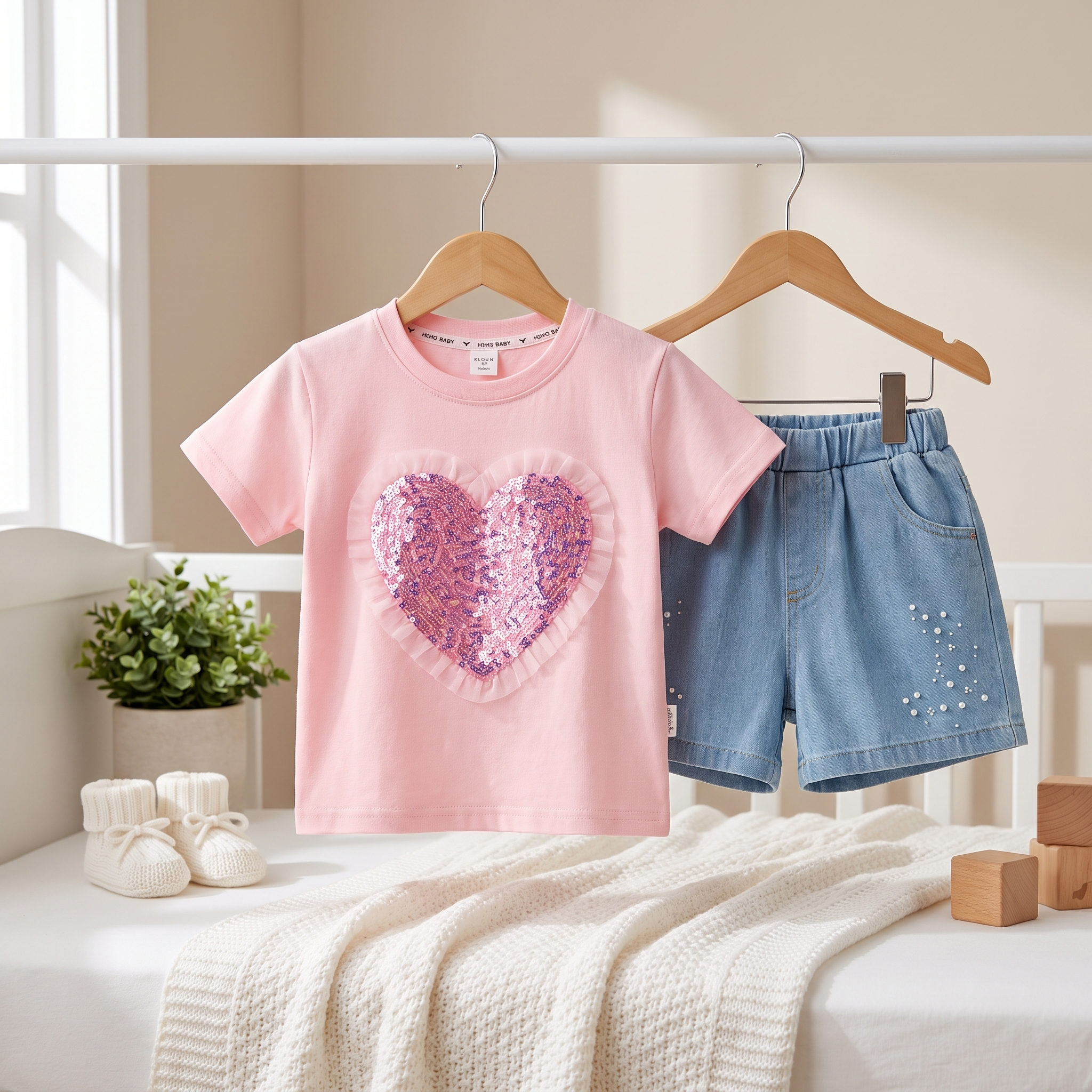 Sparkle Heart Denim Set