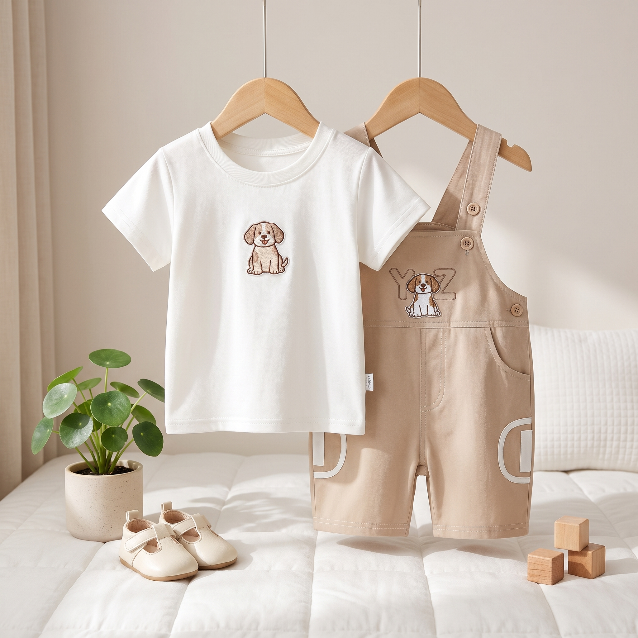 Baby Puppy Dungaree Romper Set – 2 Piece