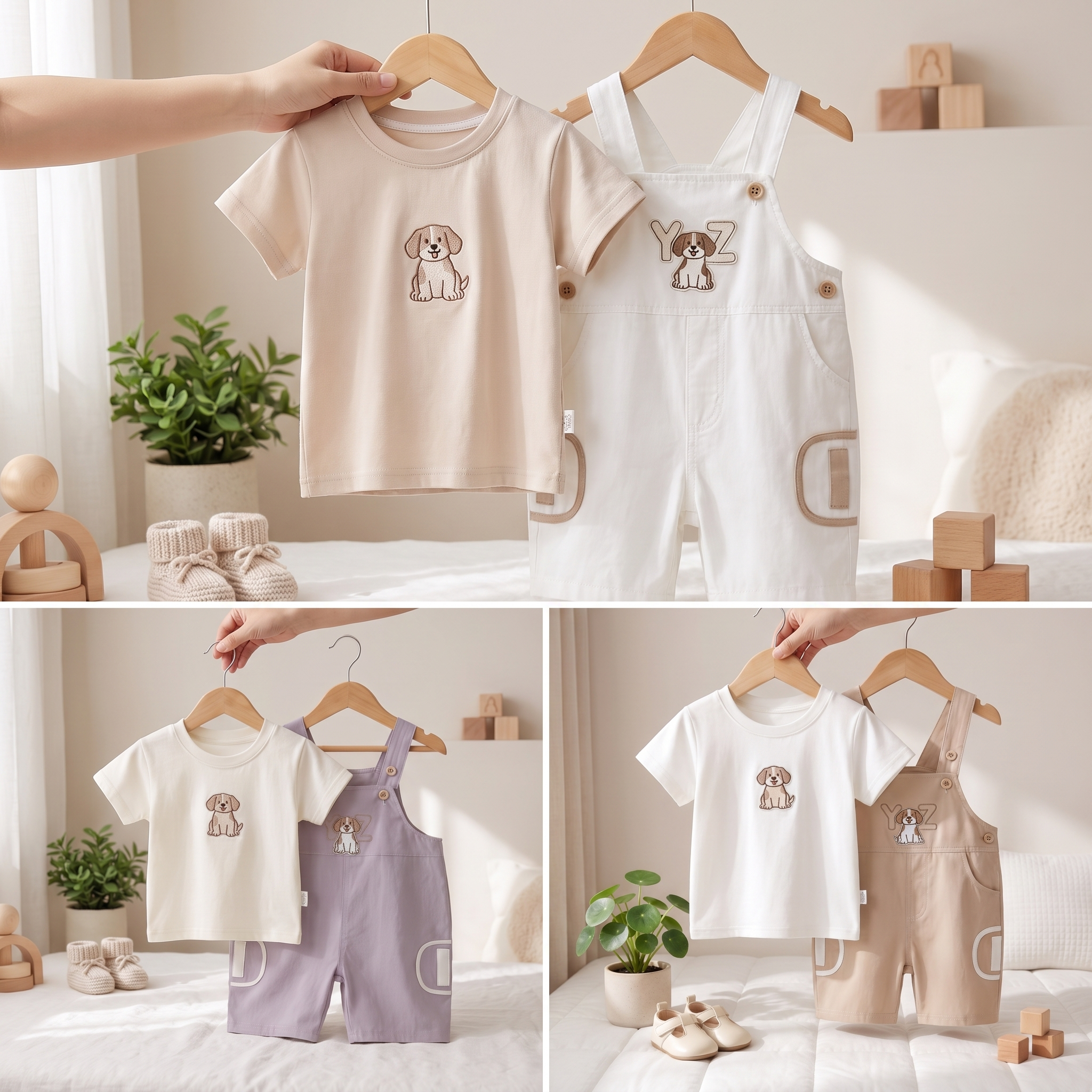 Baby Puppy Dungaree Romper Set – 2 Piece