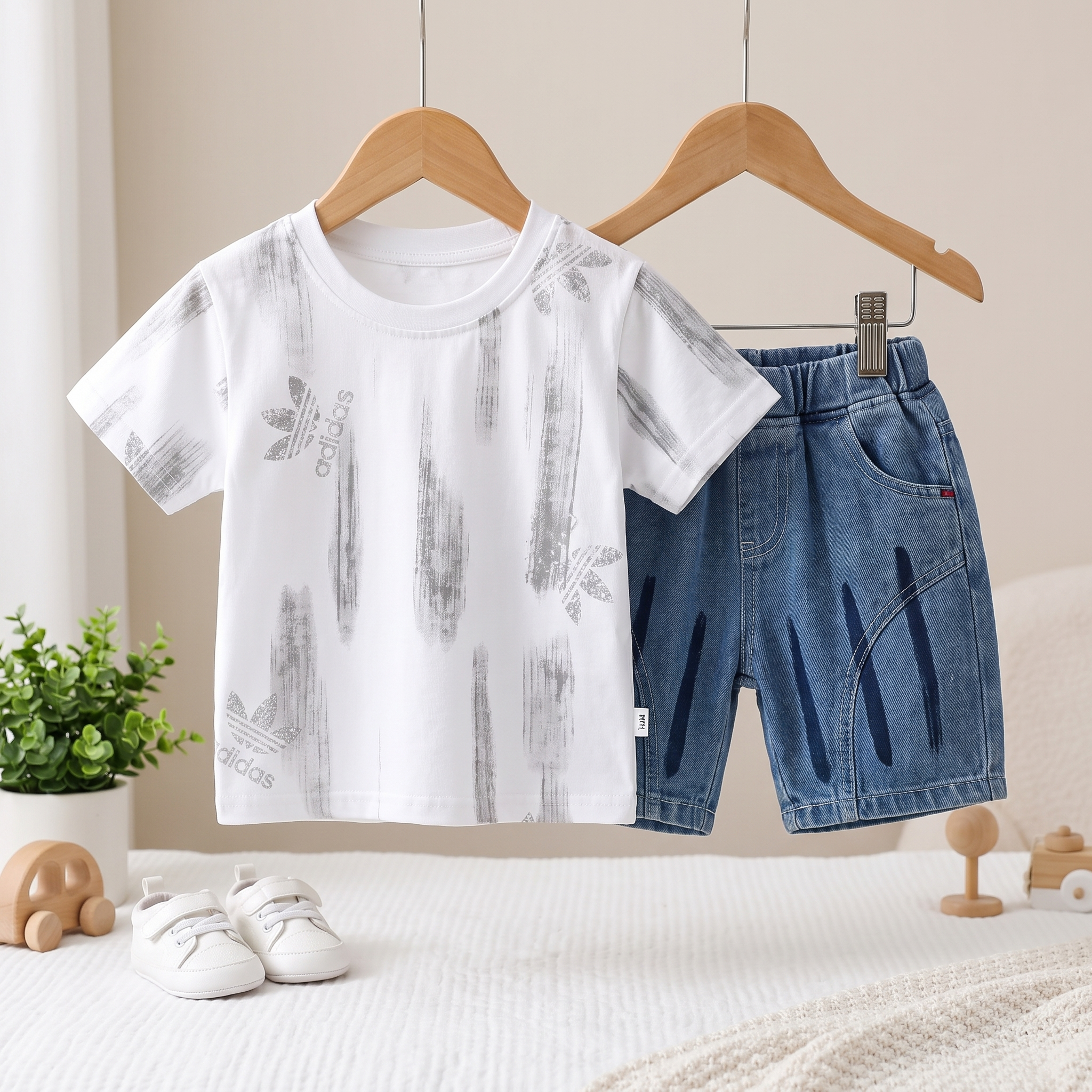 Urban Denim Shorts Set