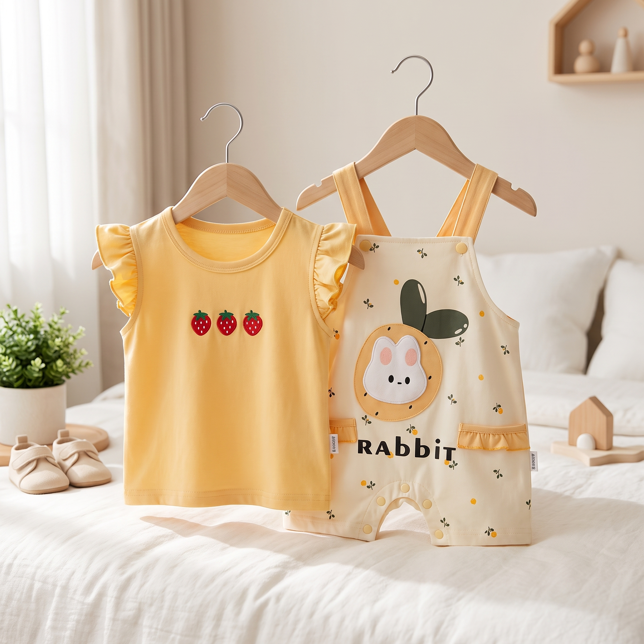 Strawberry Bunny 2-Piece Baby Summer Outfit
