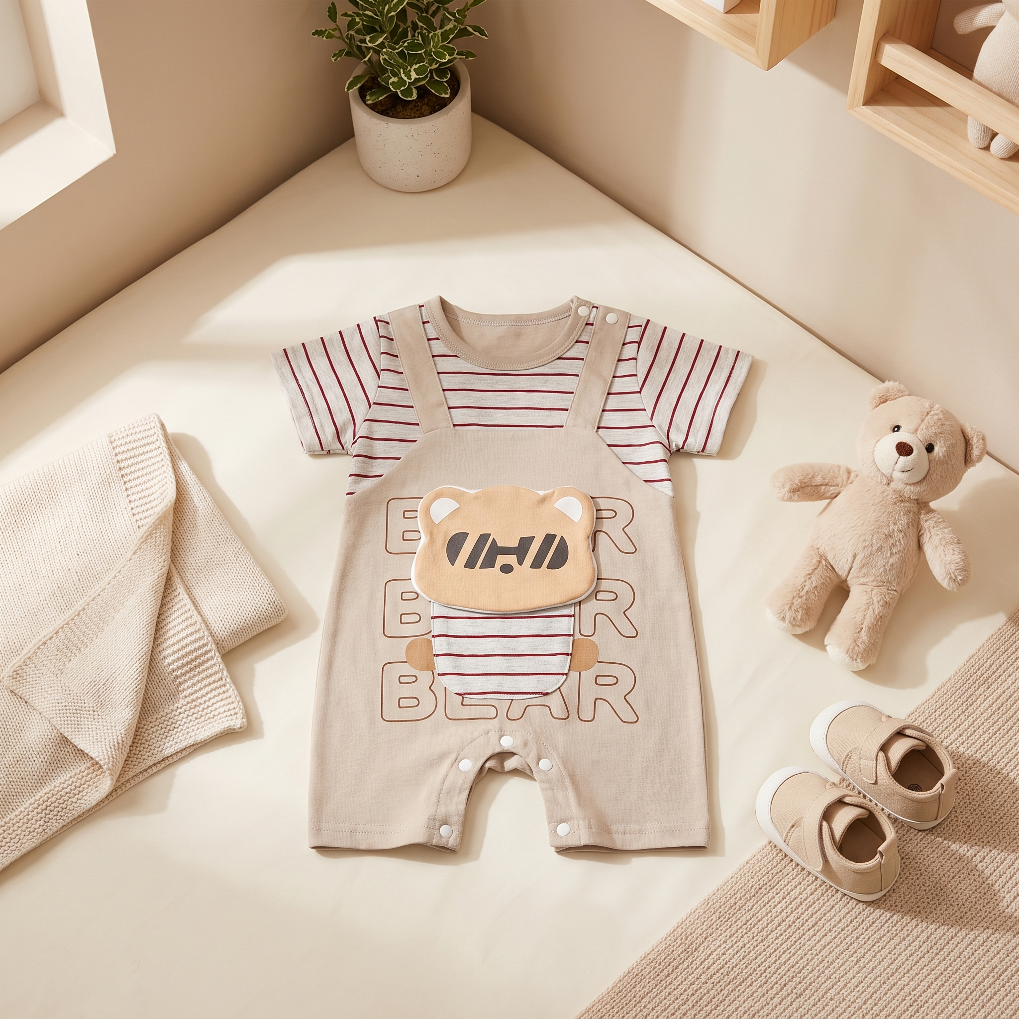 Bear Pocket Summer Baby Romper