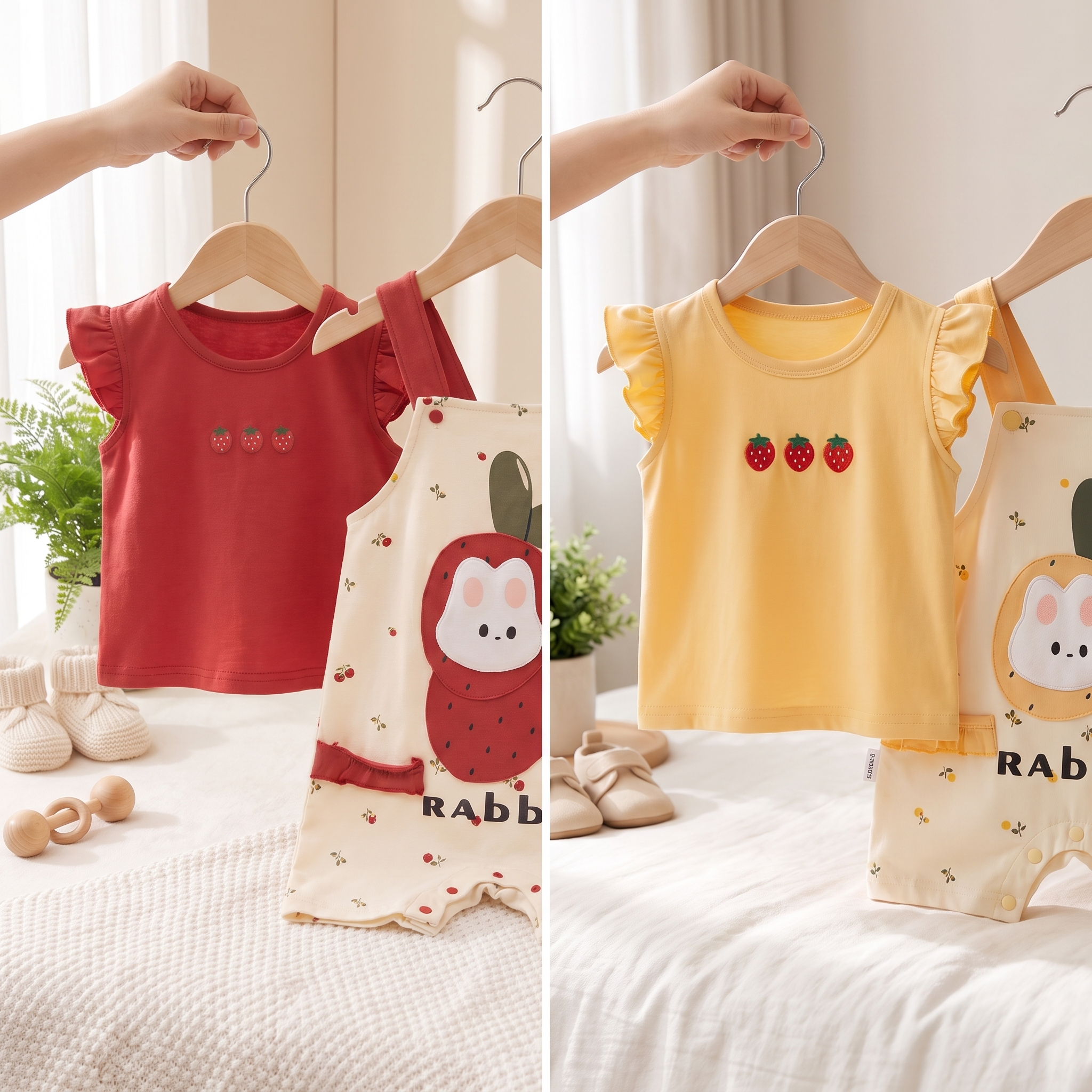 Strawberry Bunny 2-Piece Baby Summer Outfit