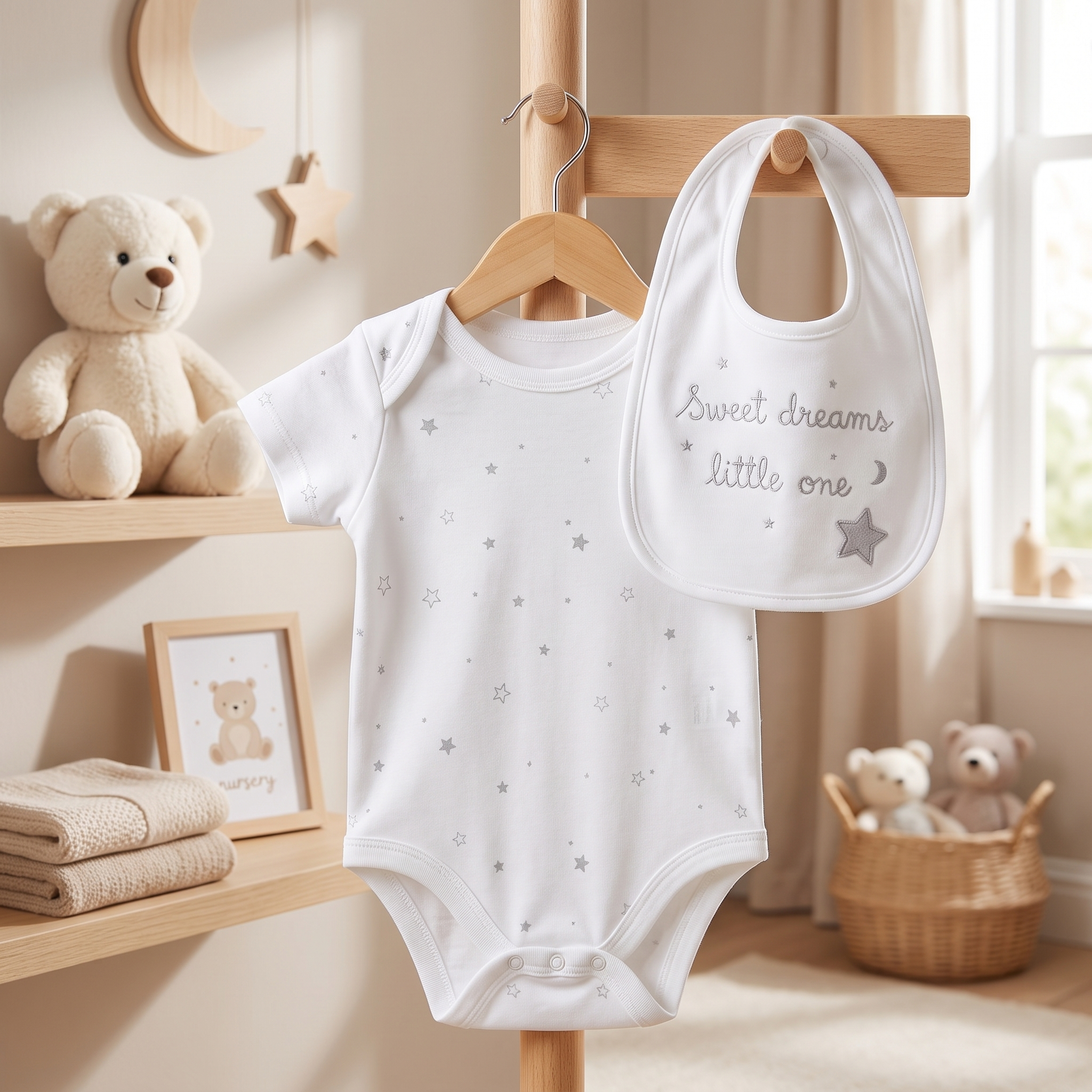 Sweet Dreams Baby Bodysuit & Bib Set