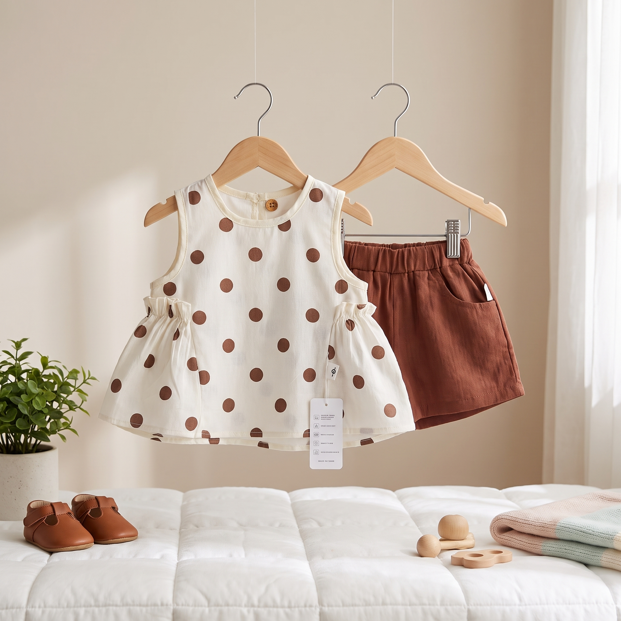 Girls Polka Dot Peplum Top & Shorts Set