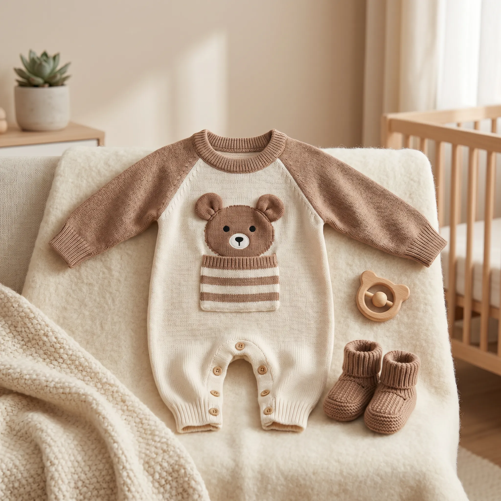 Baby Teddy Knit Romper – Soft Winter Jumpsuit (2 Colors)