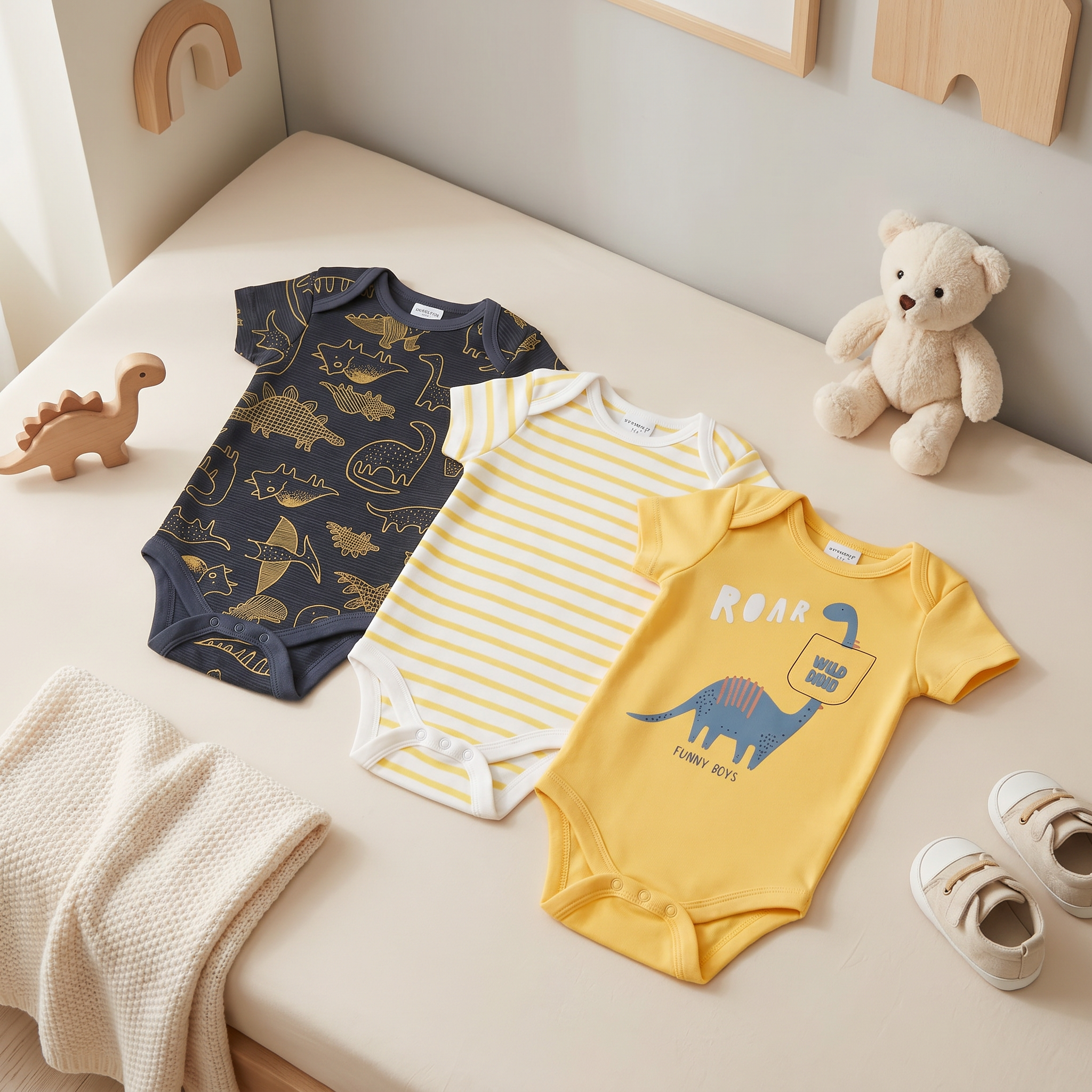 3PCS Baby Bodysuit Set