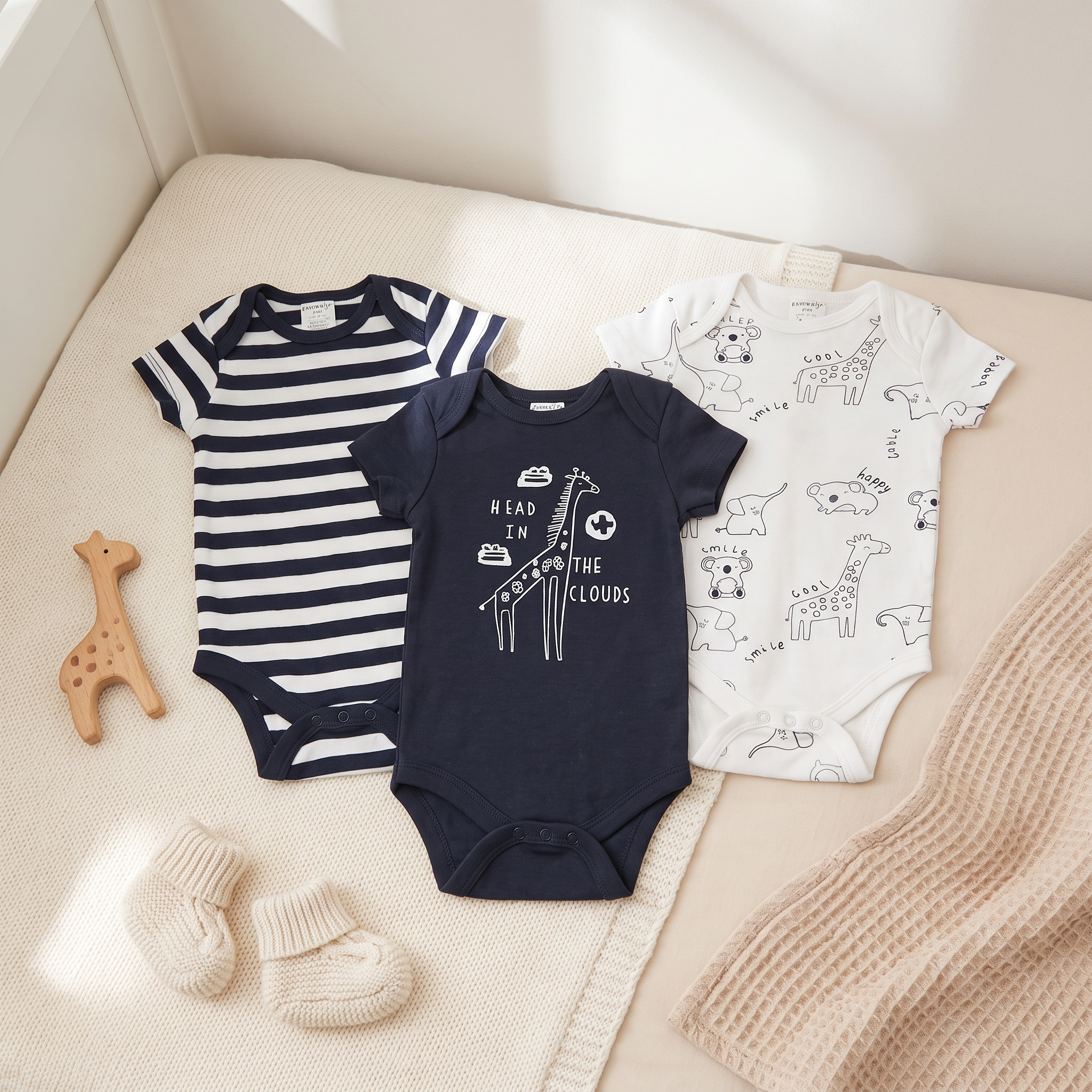 3PCS Baby Bodysuit Set