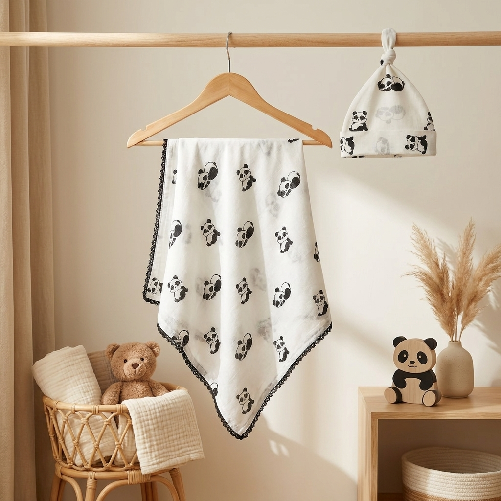 Panda Wrapping Shawl Set