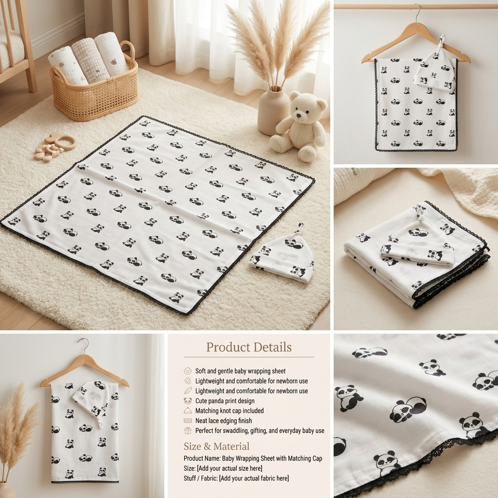 Panda Wrapping Shawl Set
