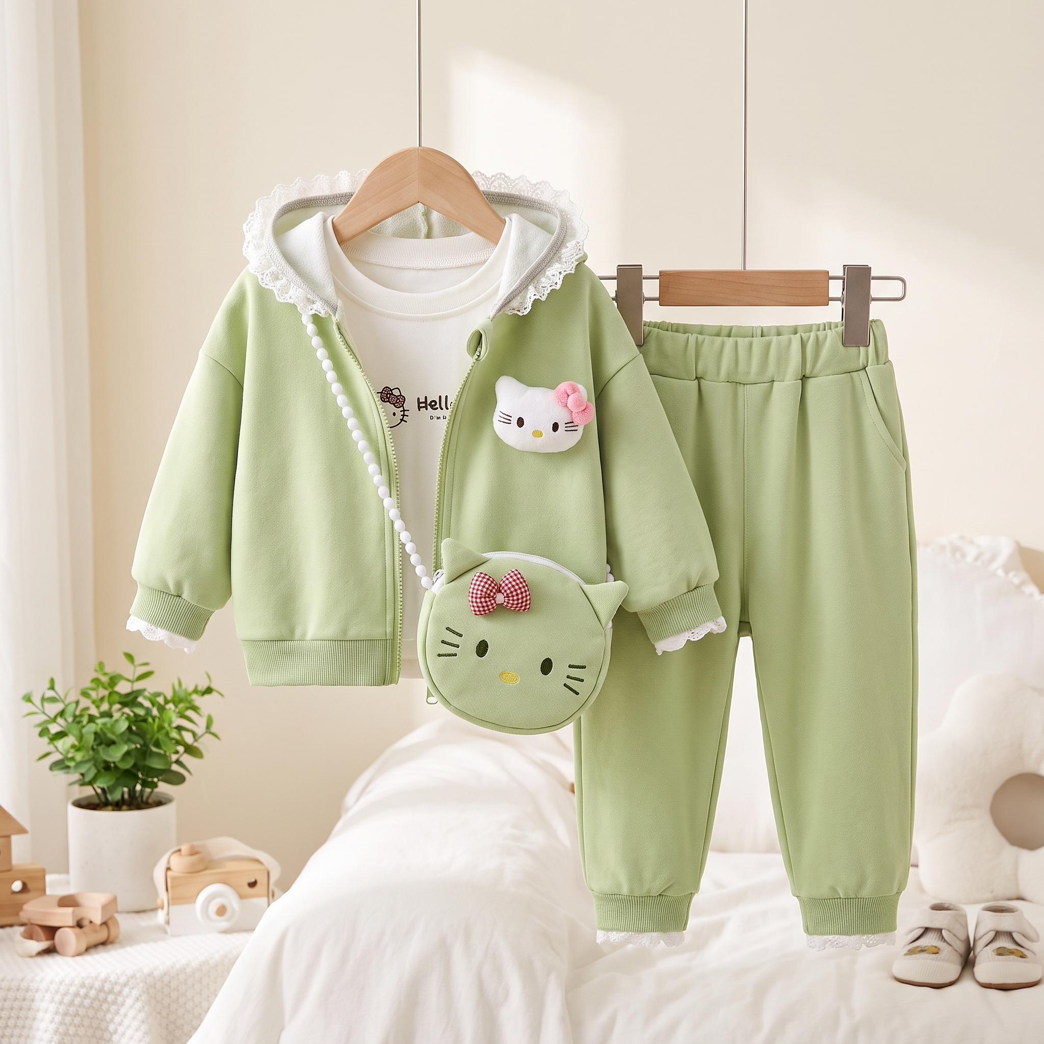 Girls 3-Piece Hoodie, T-Shirt & Jogger Set