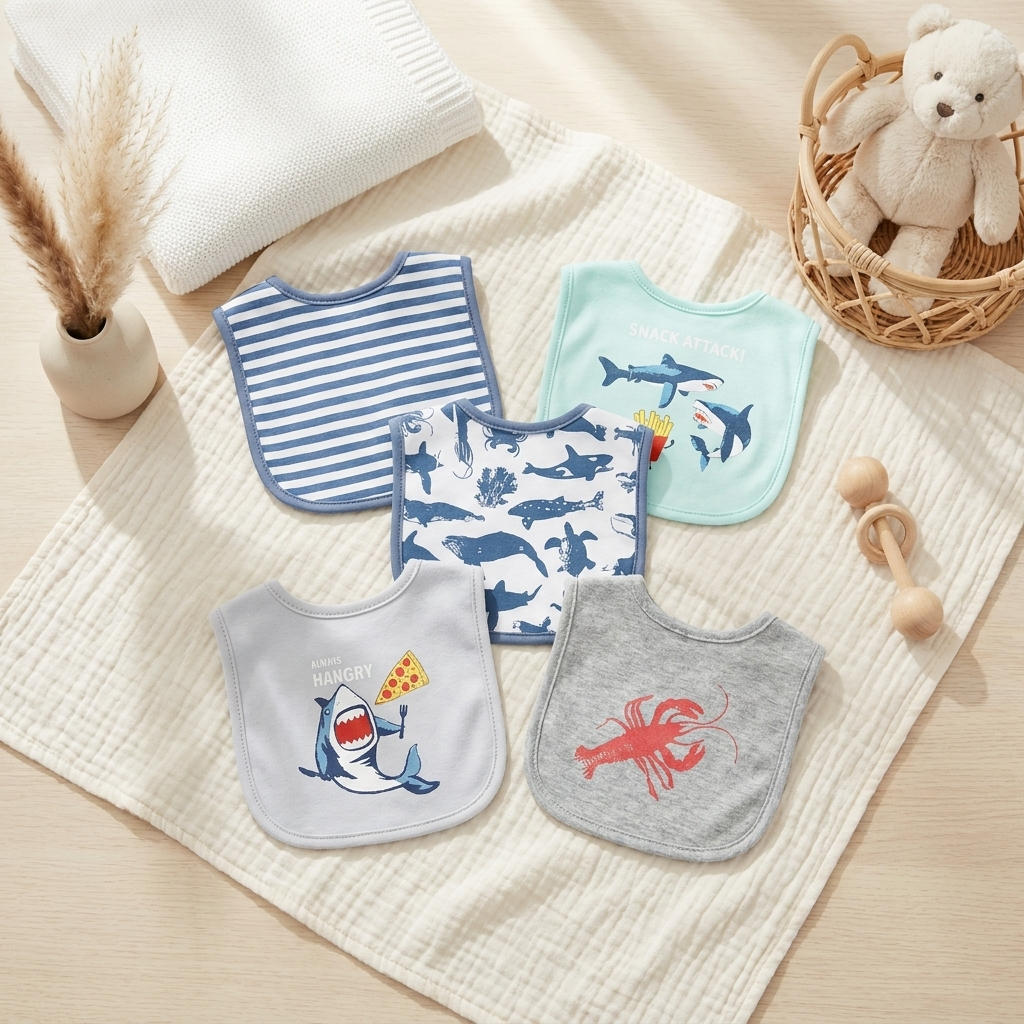5PC Baby Boy Bib Set
