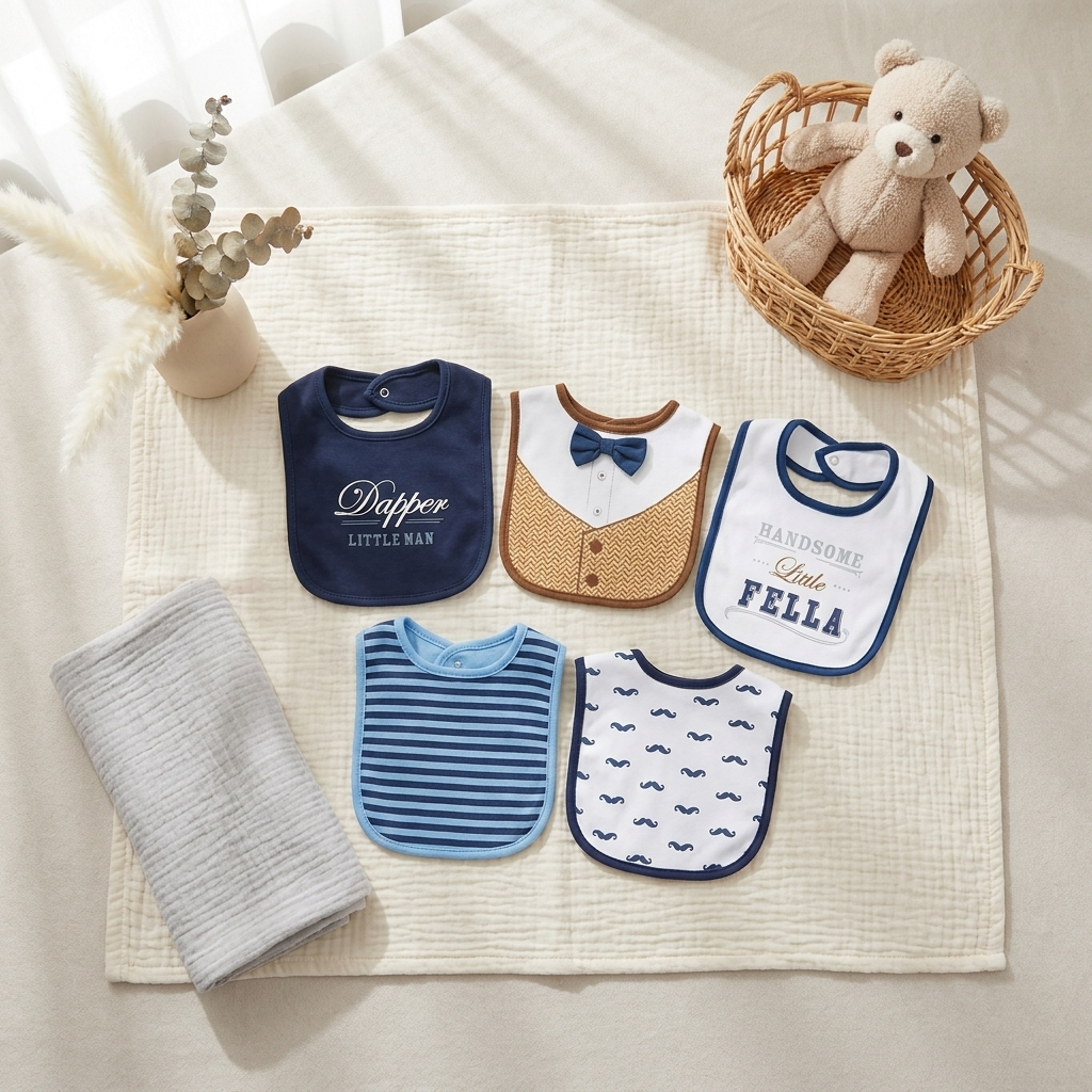 5PC Baby Boy Bib Set
