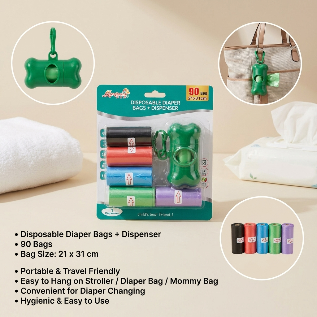 Diaper Bags with Dispenser - 90PCS