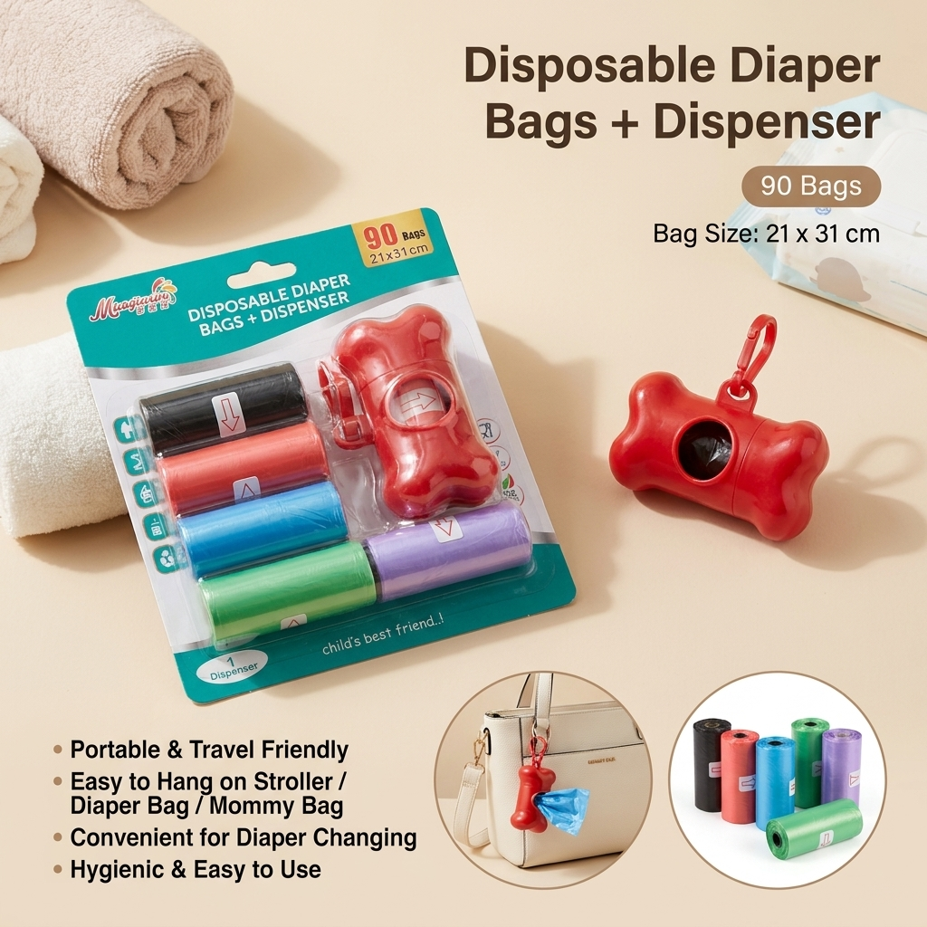 Diaper Bags with Dispenser - 90PCS