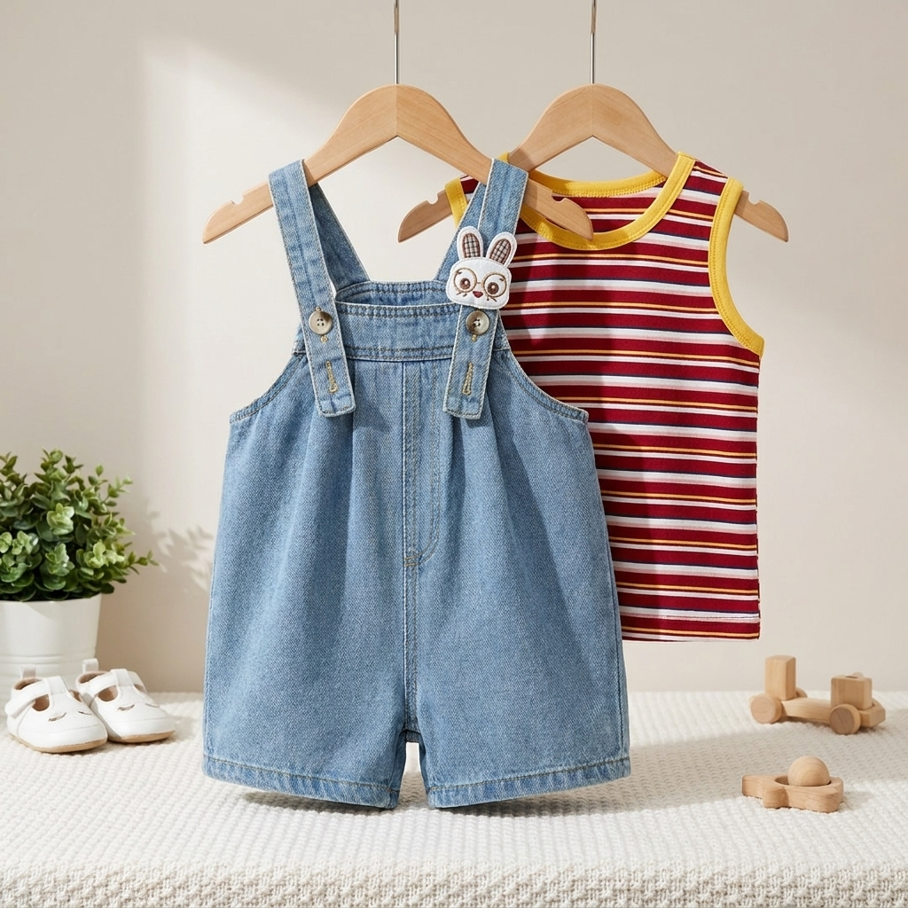 Baby Denim Pinafore Set