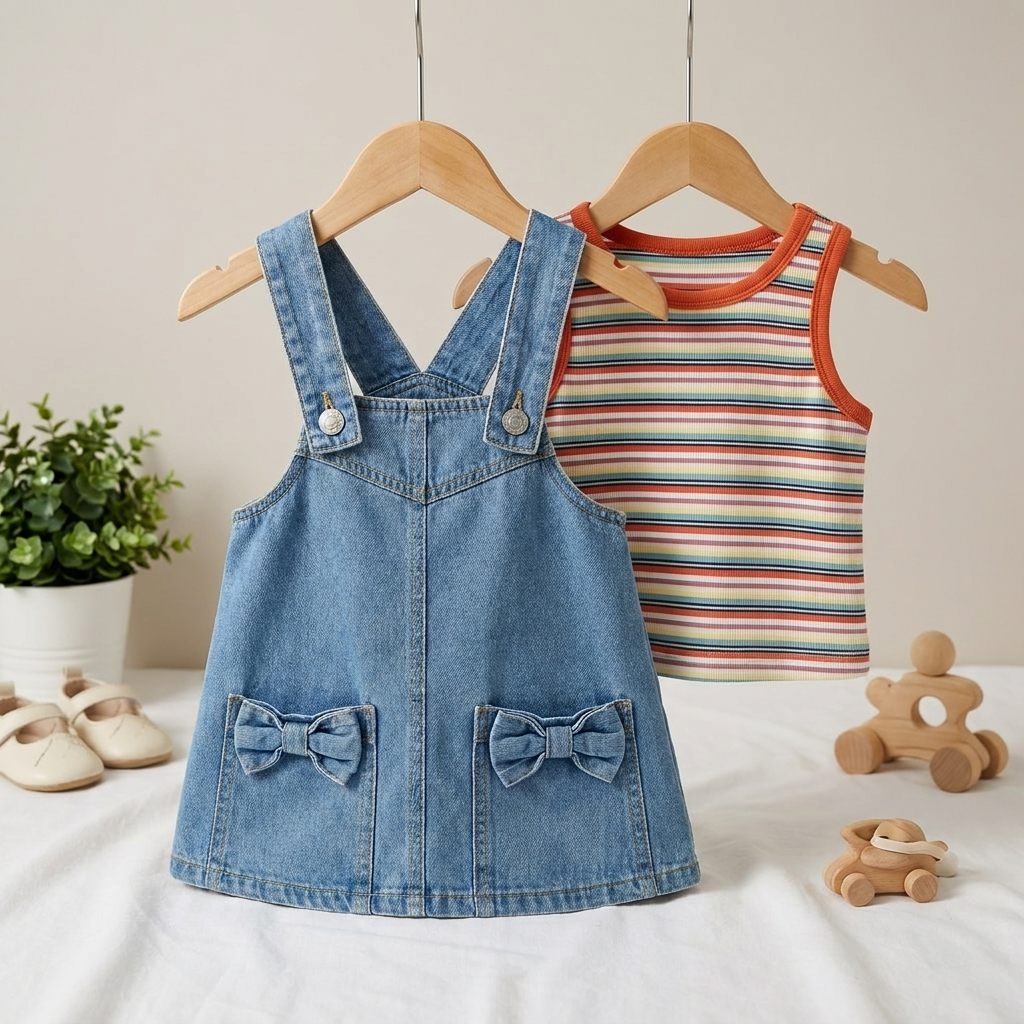 Baby Denim Pinafore Set