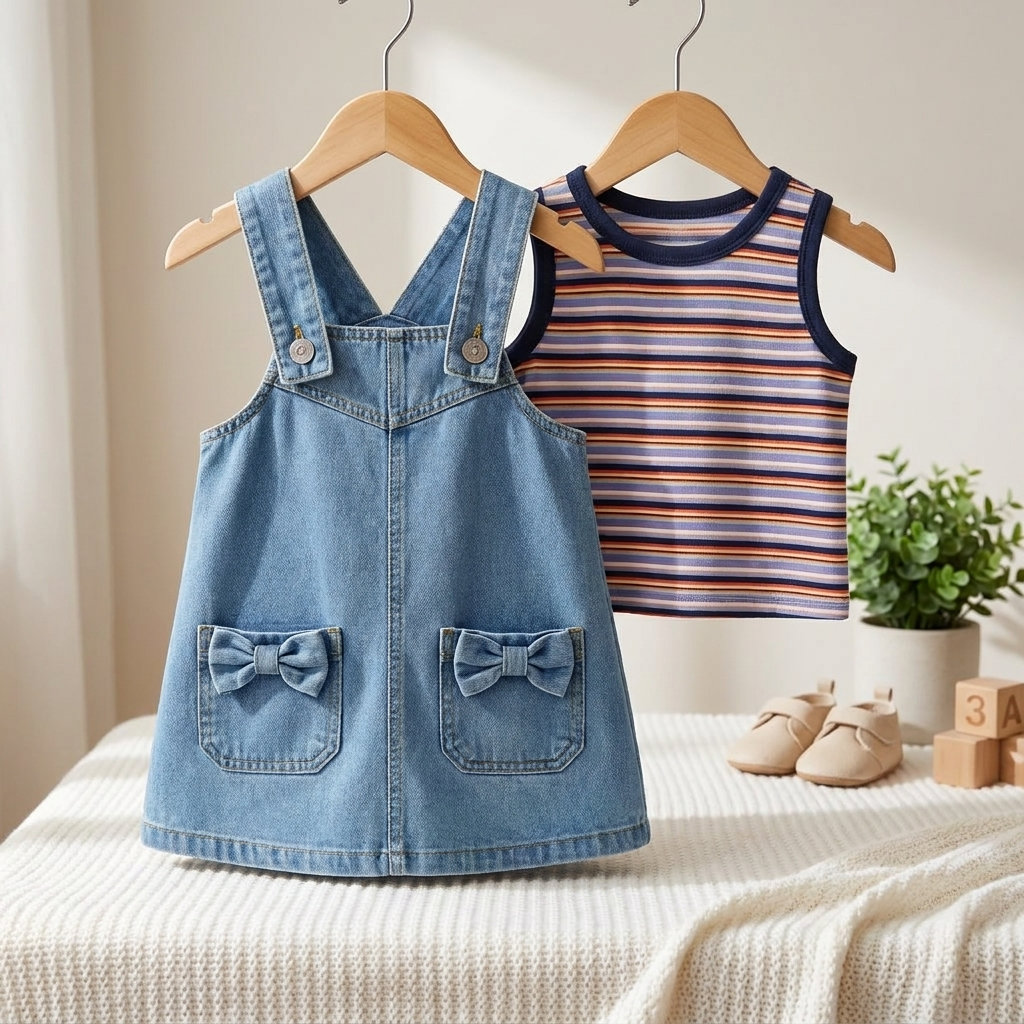 Baby Denim Pinafore Set